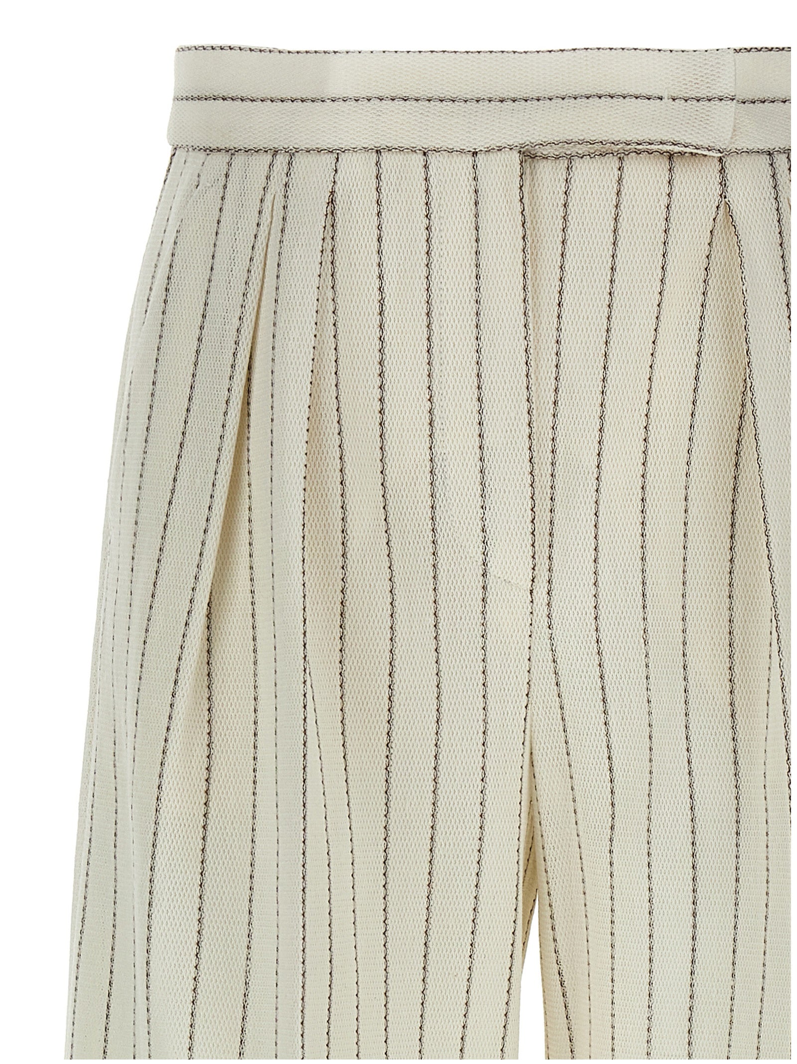 Max Mara White Cotton Casual Women's Pants