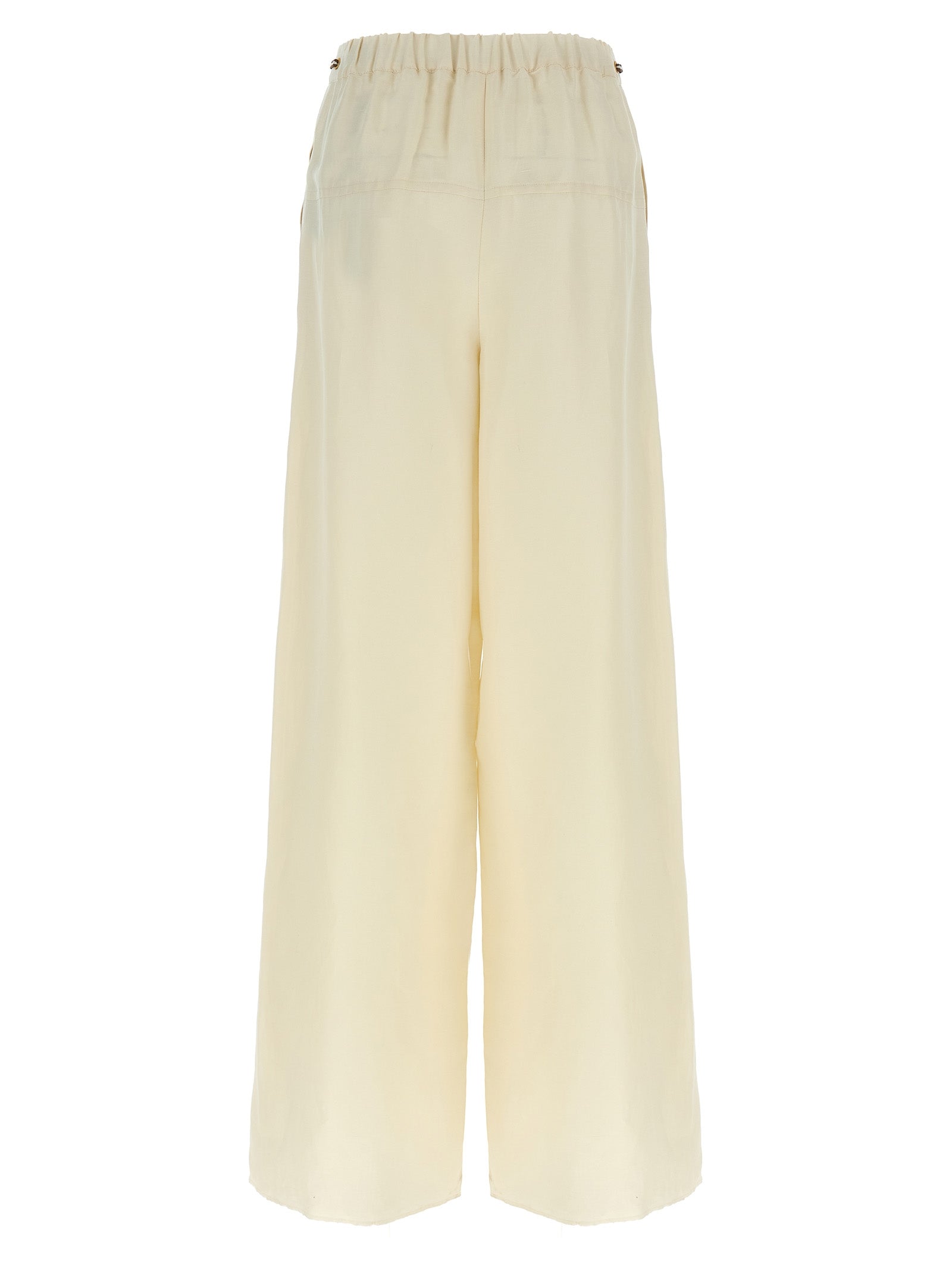 Max Mara White Flax Casual Women's Pants