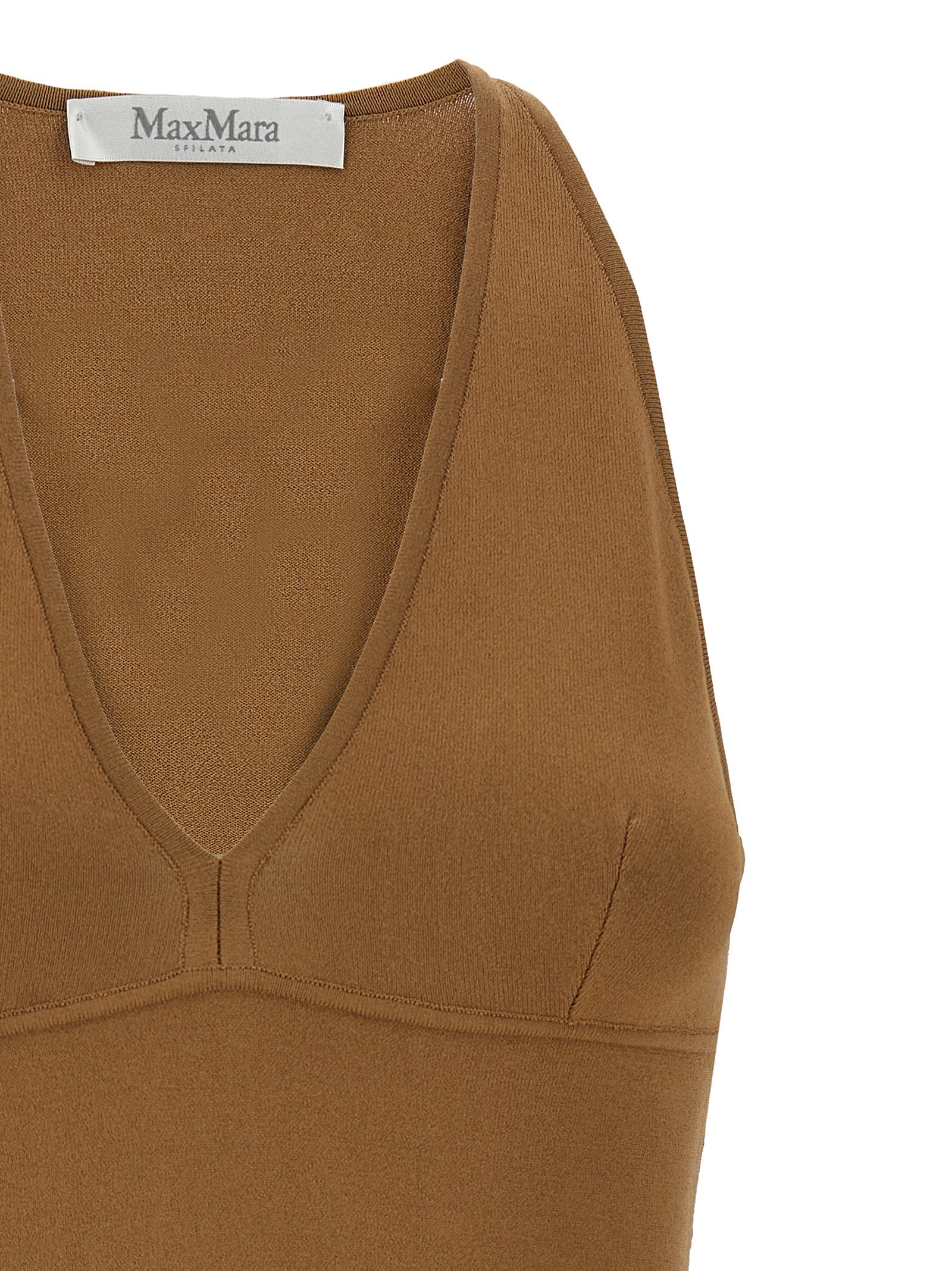 Max Mara Brown Viscose Sleeveles Women's T-Shirt
