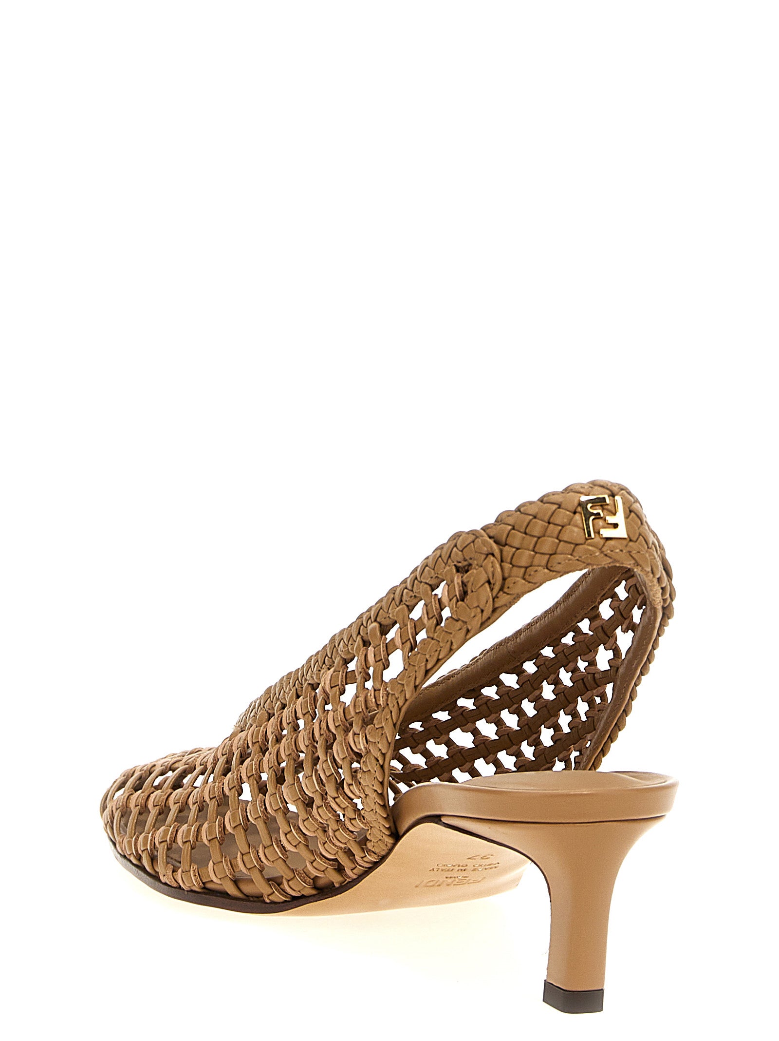 Fendi Brown Calfskin Mid Heel Women's Pumps