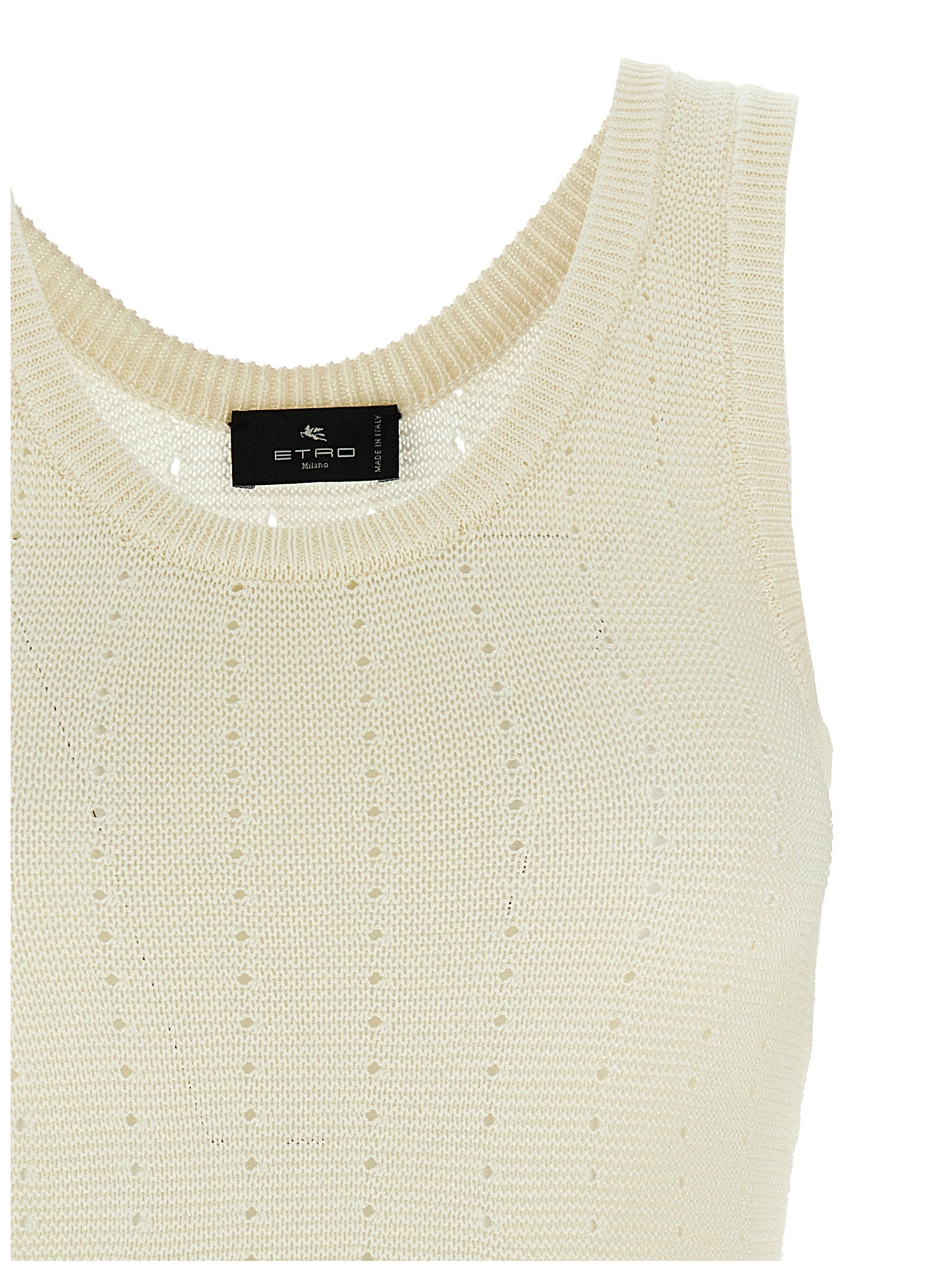 Etro White Silk Sleeveles Women's T-Shirt
