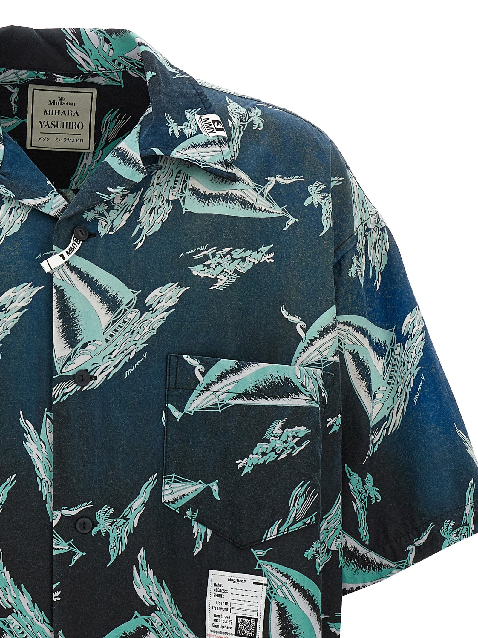 Maison Mihara Yasuhiro Blue Rayon Men's Blouse