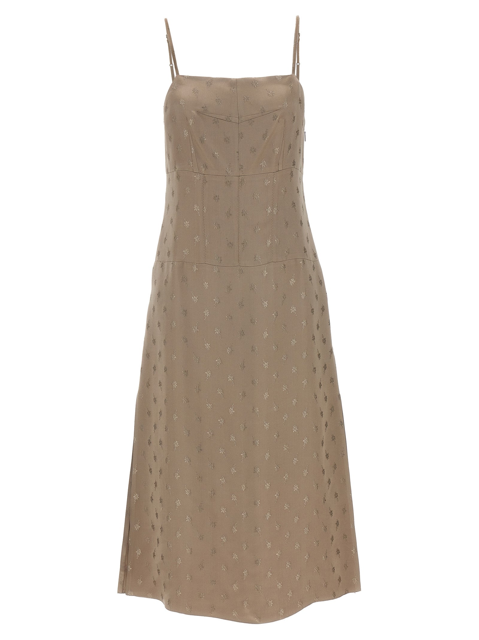 Fendi Gray Silk Midi Women's Dress