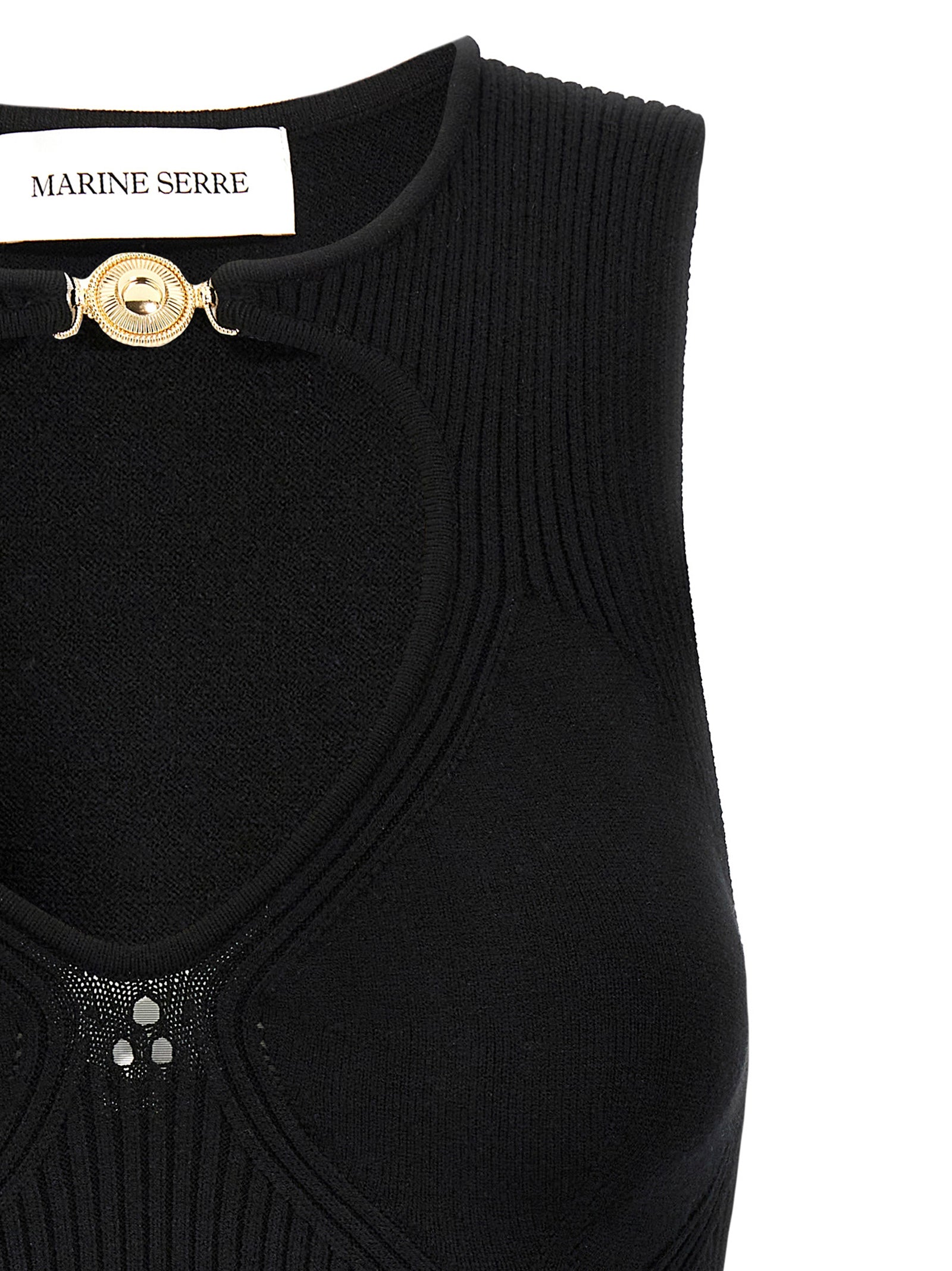 Marine Serre Black Viscose Tank Women's Tops