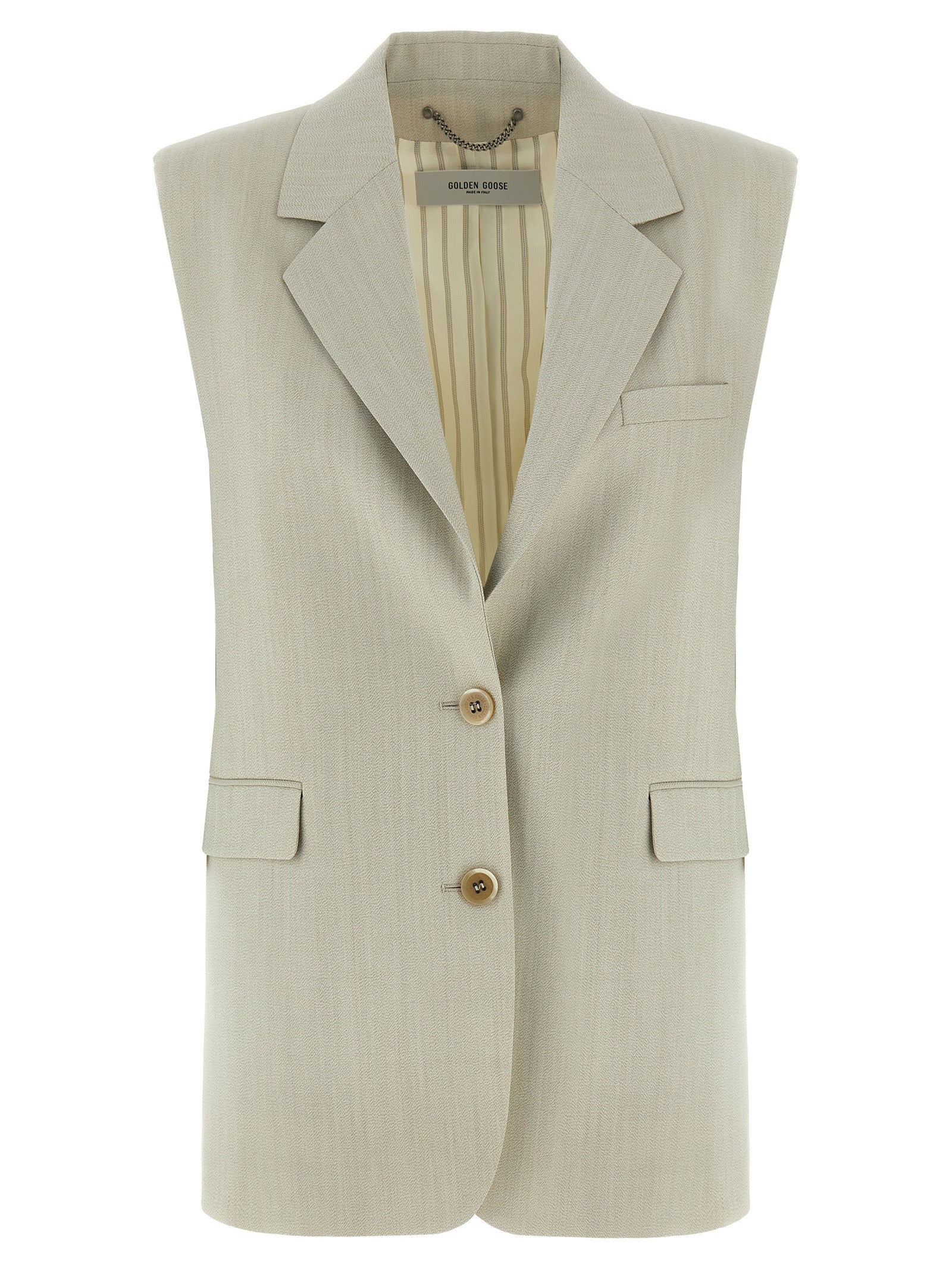 Golden Goose Beige Virgin Wool Sleeveless Women's Jacket