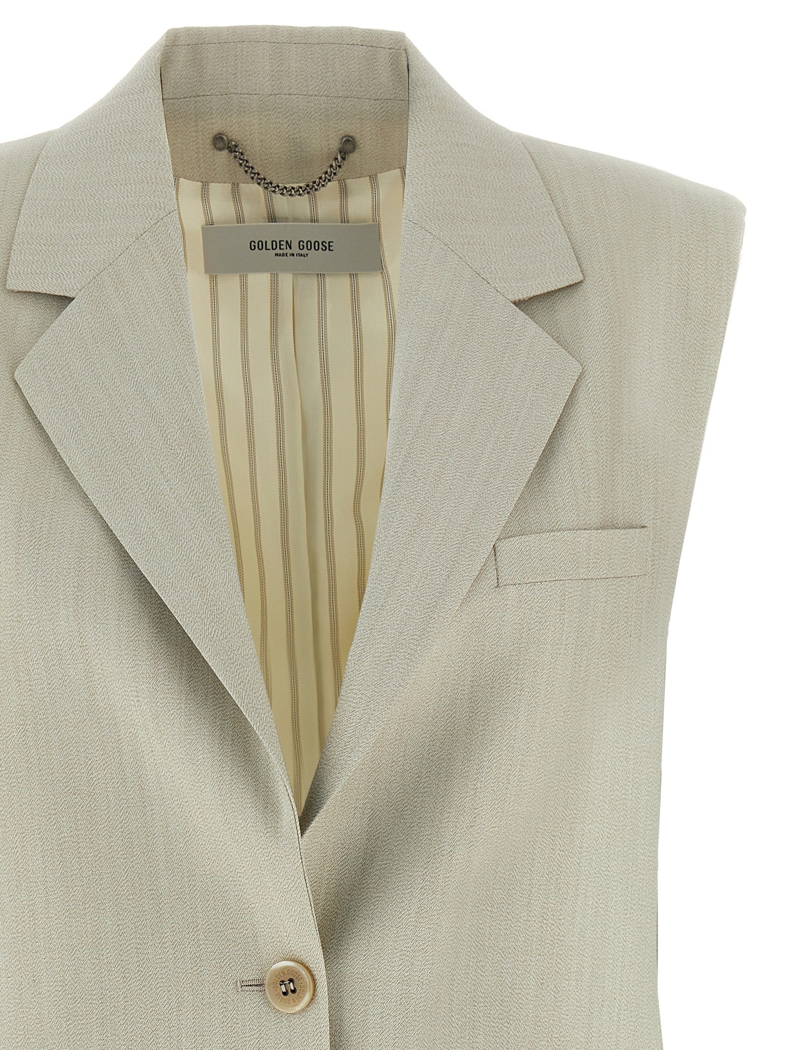 Golden Goose Beige Virgin Wool Sleeveless Women's Jacket