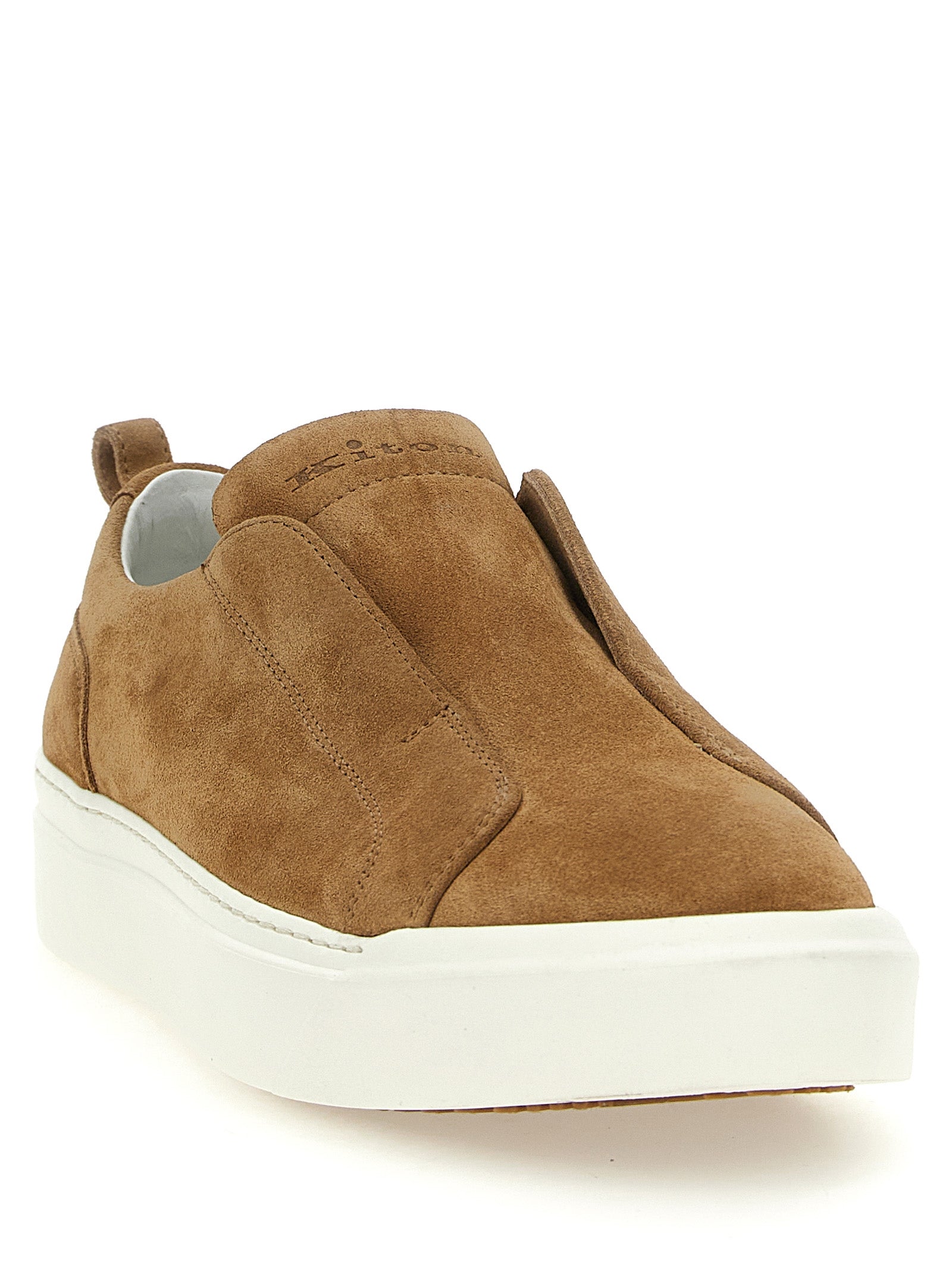 Kiton Brown Calfskin Low Top Men's Sneakers