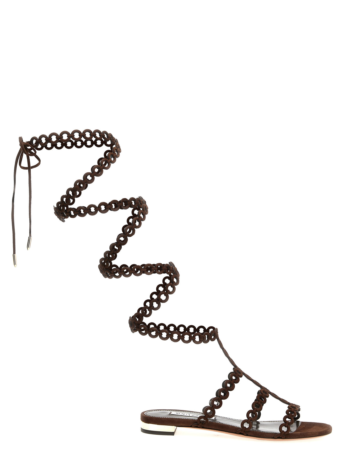 Aquazzura Brown Goatskin Flat Women's Sandals