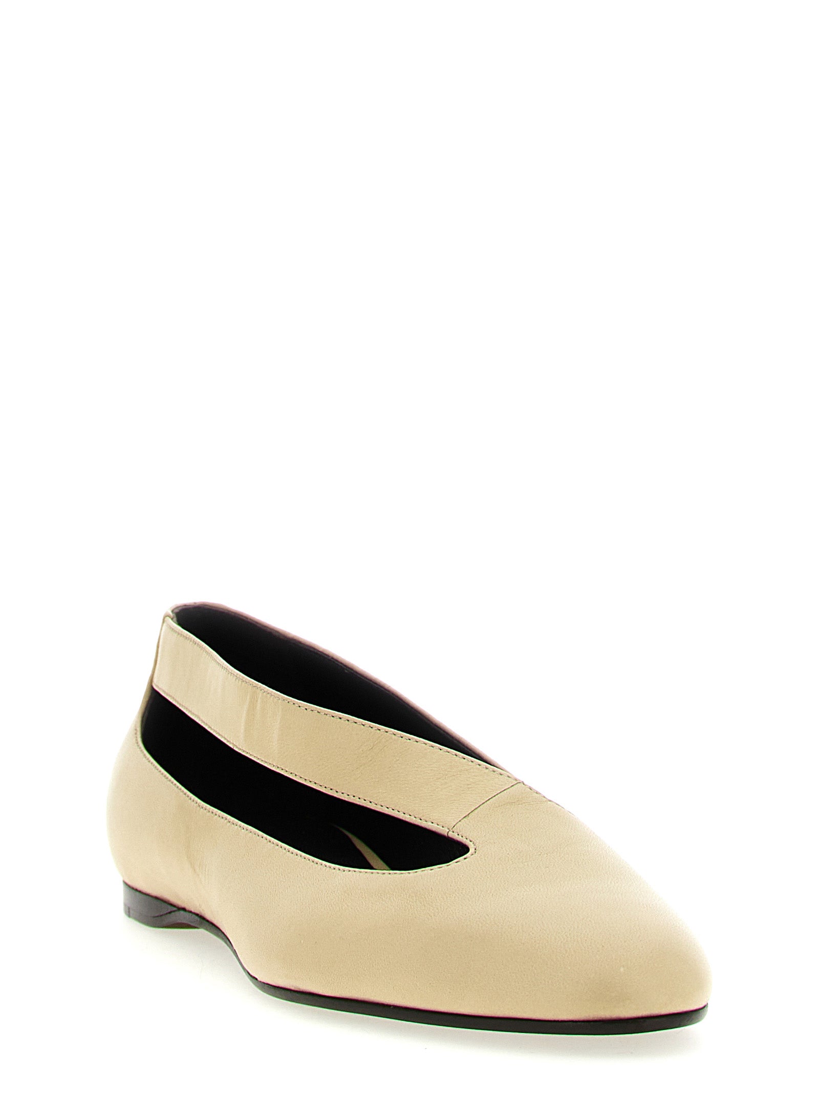 Khaite Beige Lamb Leather Ballet Women's Flats