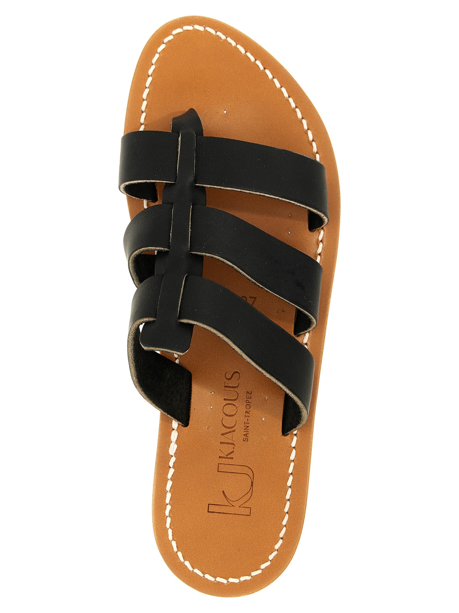 K.JACQUES SAINT TROPEZ Black Cowhide Women's Slides