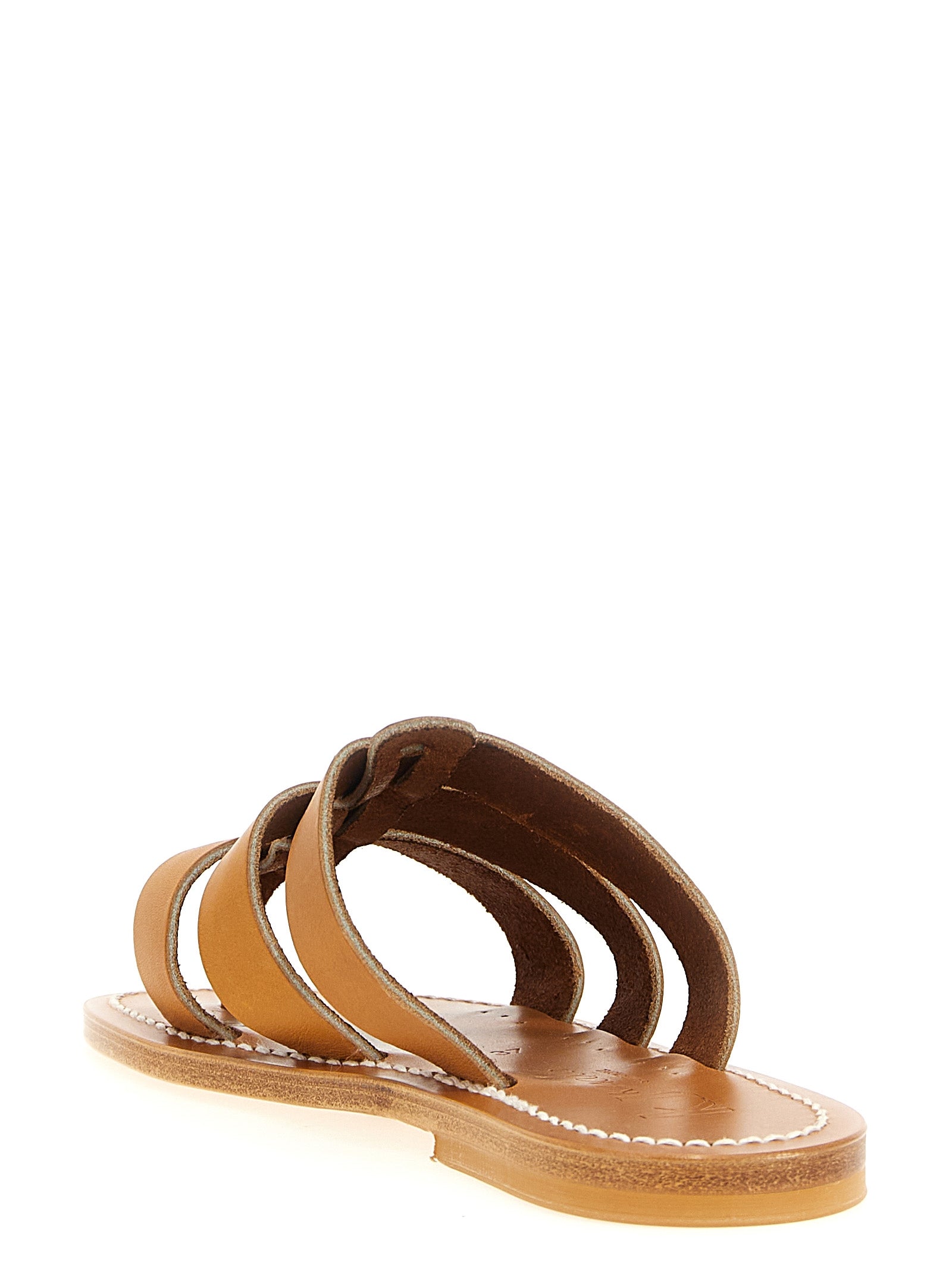 K.JACQUES SAINT TROPEZ Beige Cowhide Women's Slides