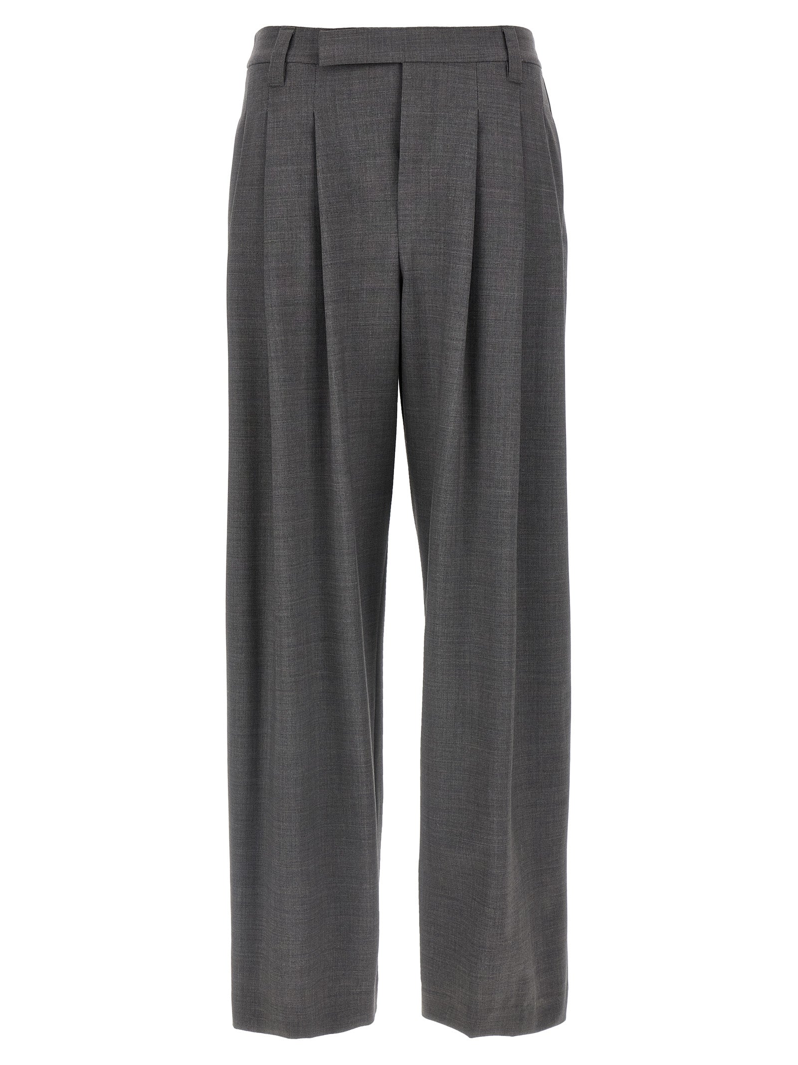 Brunello Cucinelli Gray Virgin Wool Casual Women's Pants
