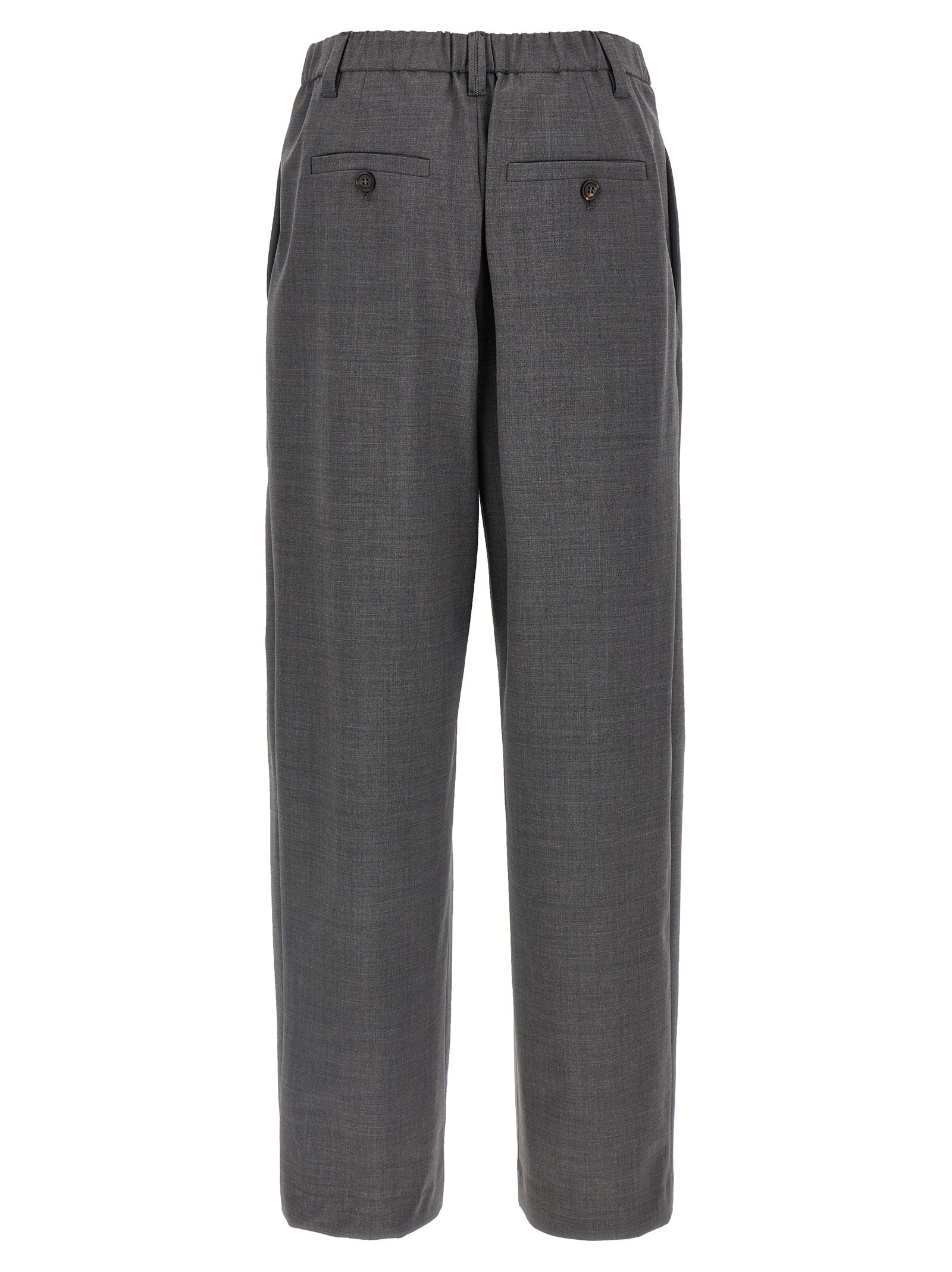Brunello Cucinelli Gray Virgin Wool Casual Women's Pants