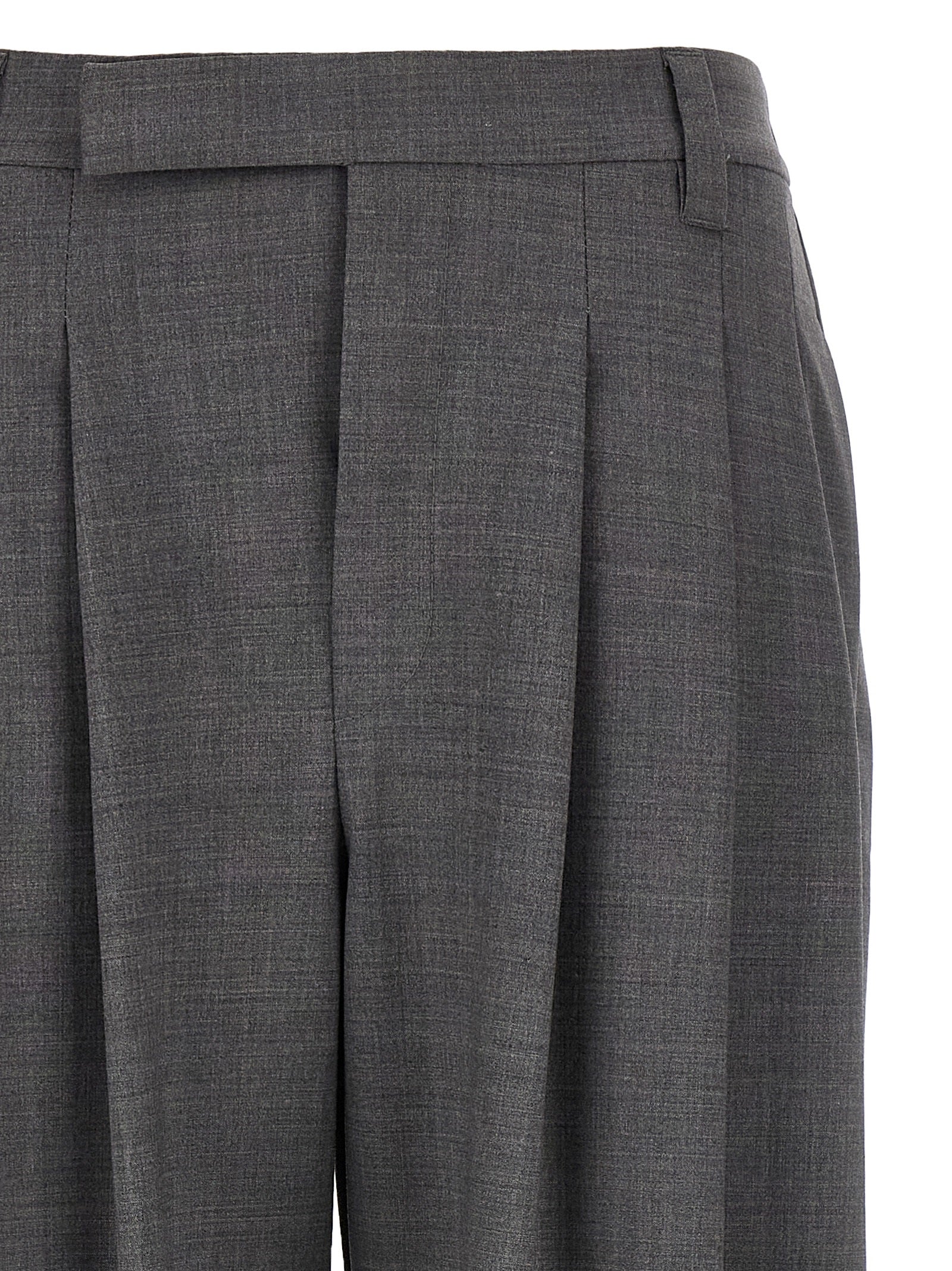 Brunello Cucinelli Gray Virgin Wool Casual Women's Pants