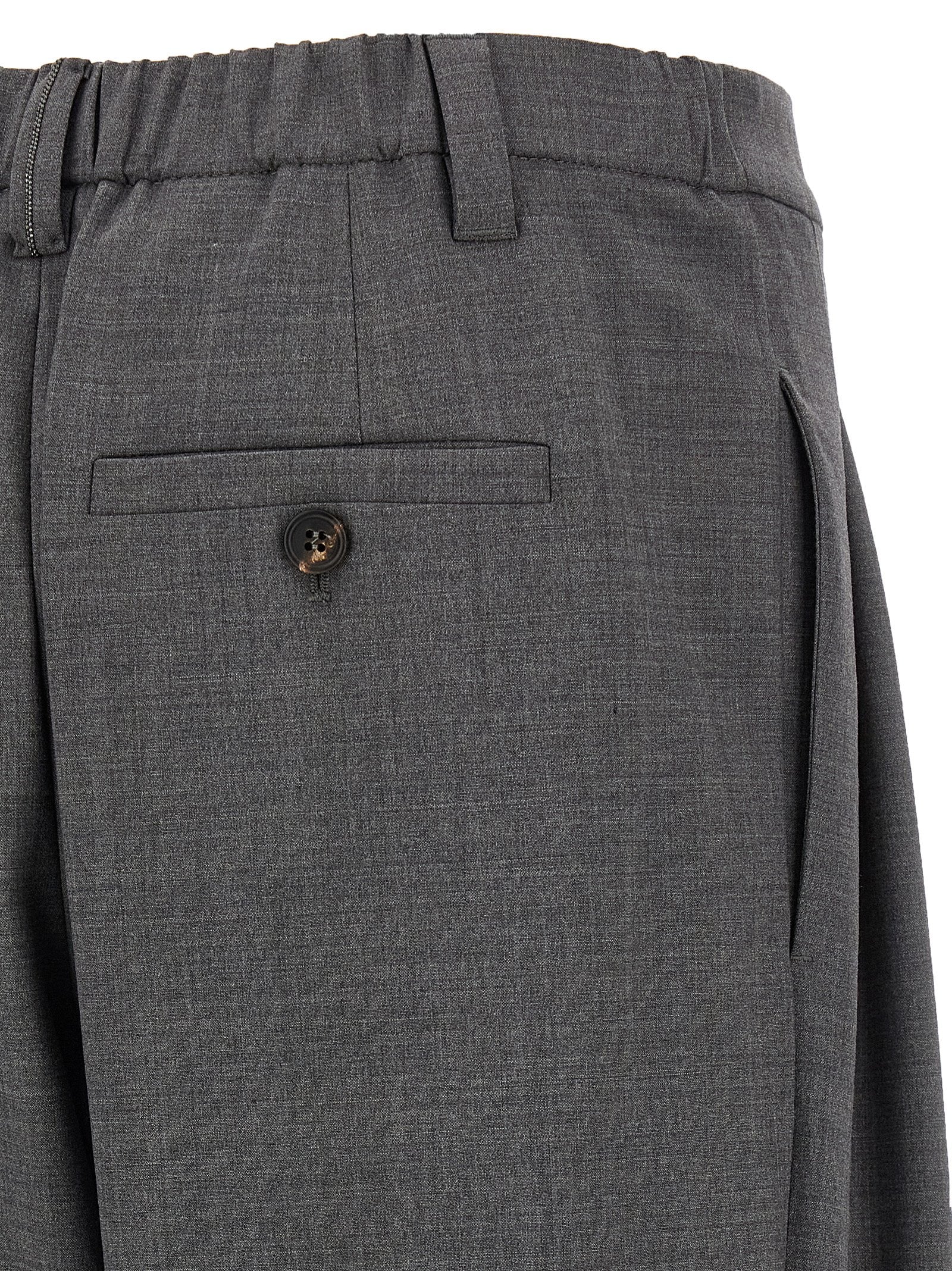 Brunello Cucinelli Gray Virgin Wool Casual Women's Pants