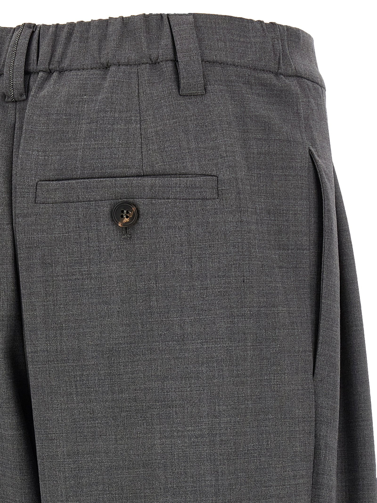 Brunello Cucinelli Gray Virgin Wool Casual Women's Pants