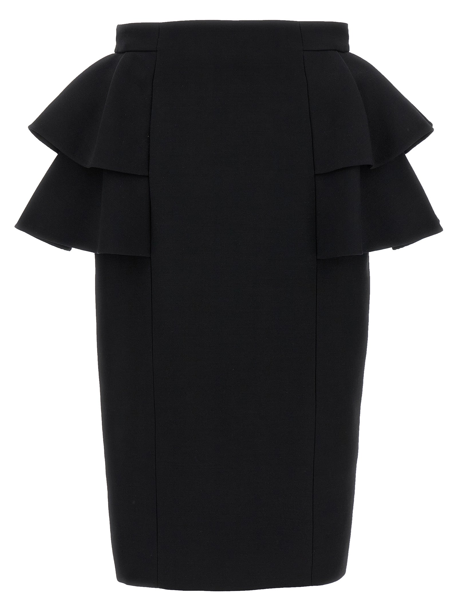 Valentino Garavani Black Virgin Wool Midi Women's Skirt