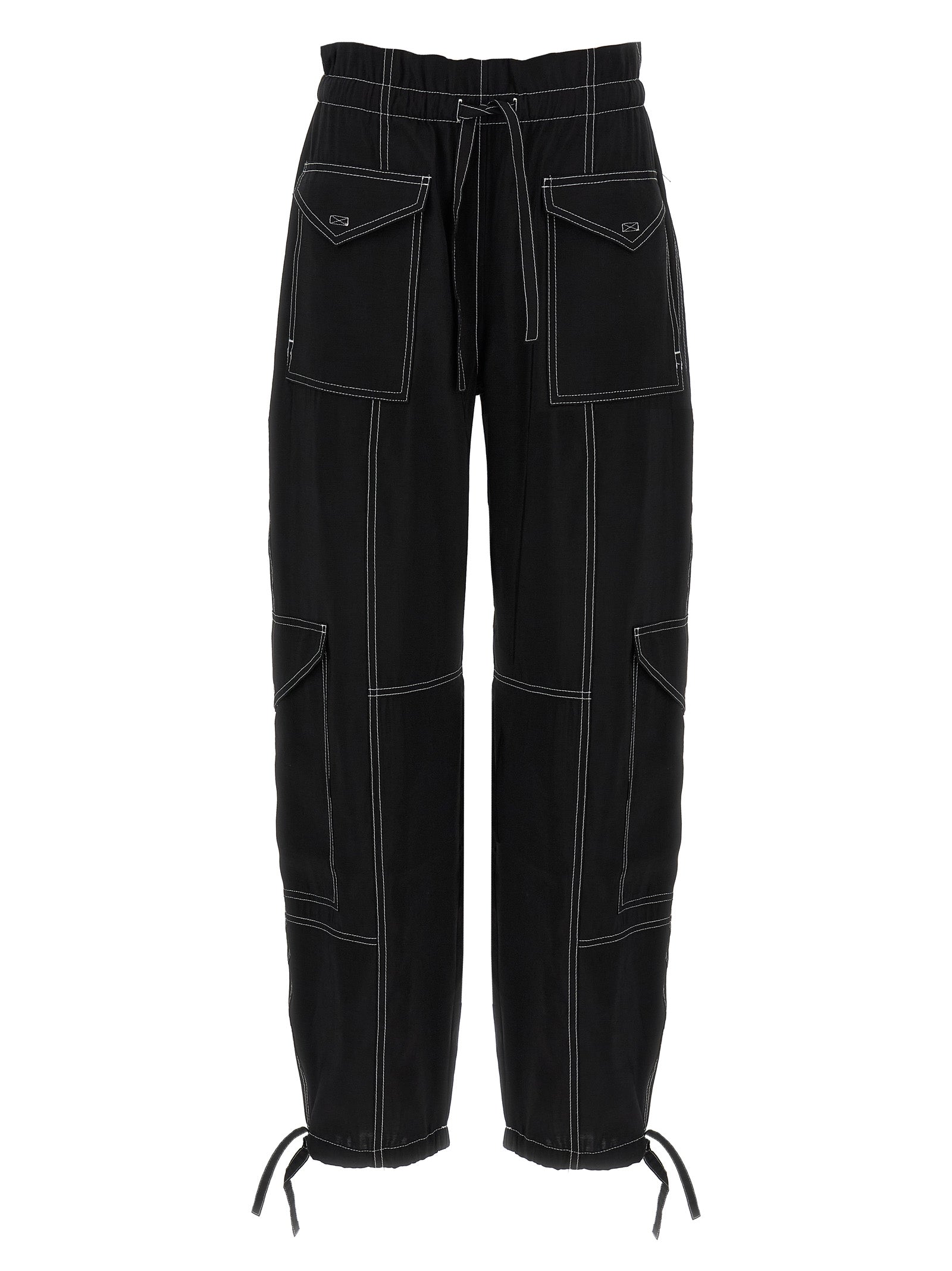 Ganni Black Viscose Casual Women's Pants
