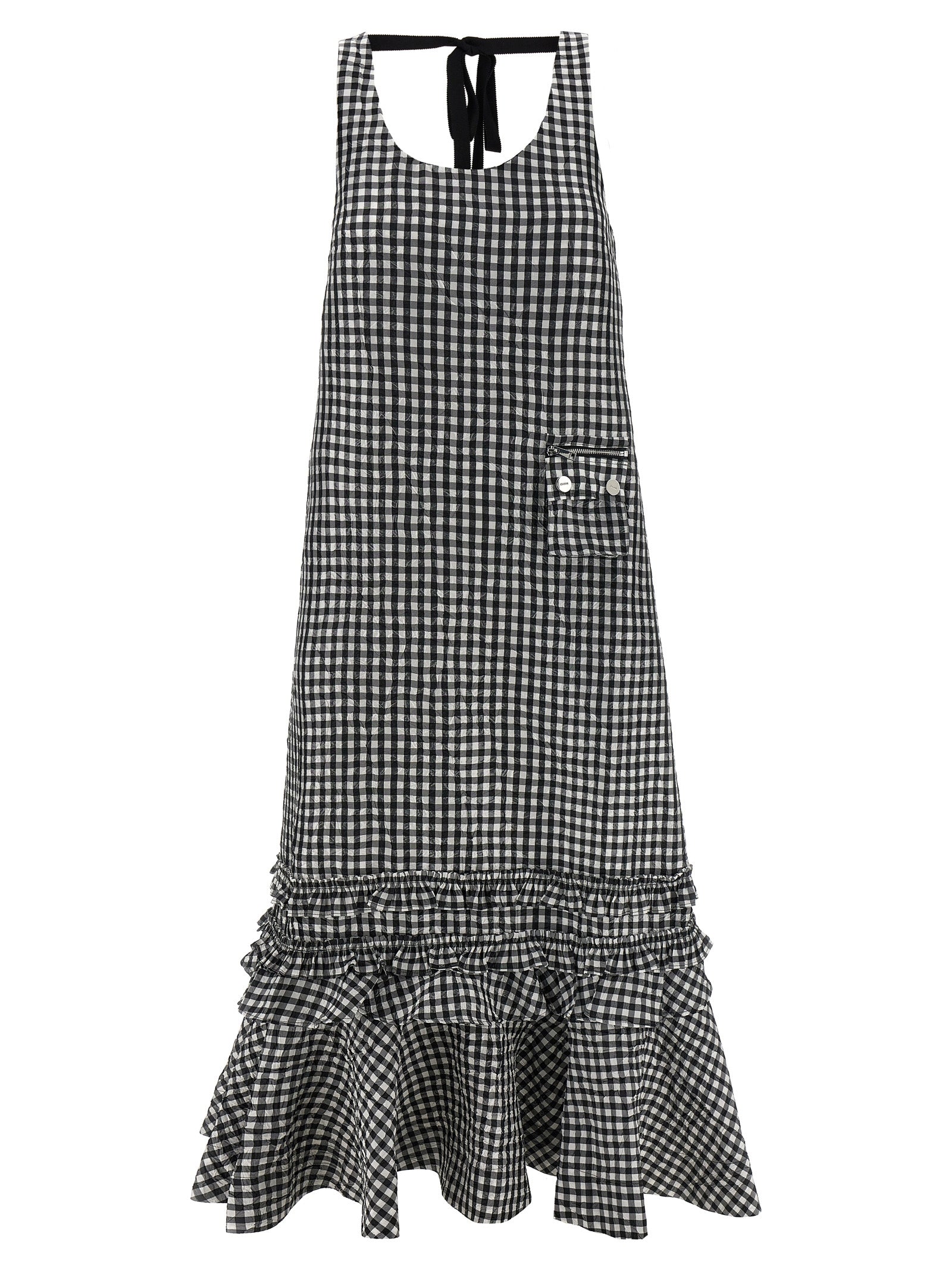 Ganni Black Polyester Midi Women's Dress