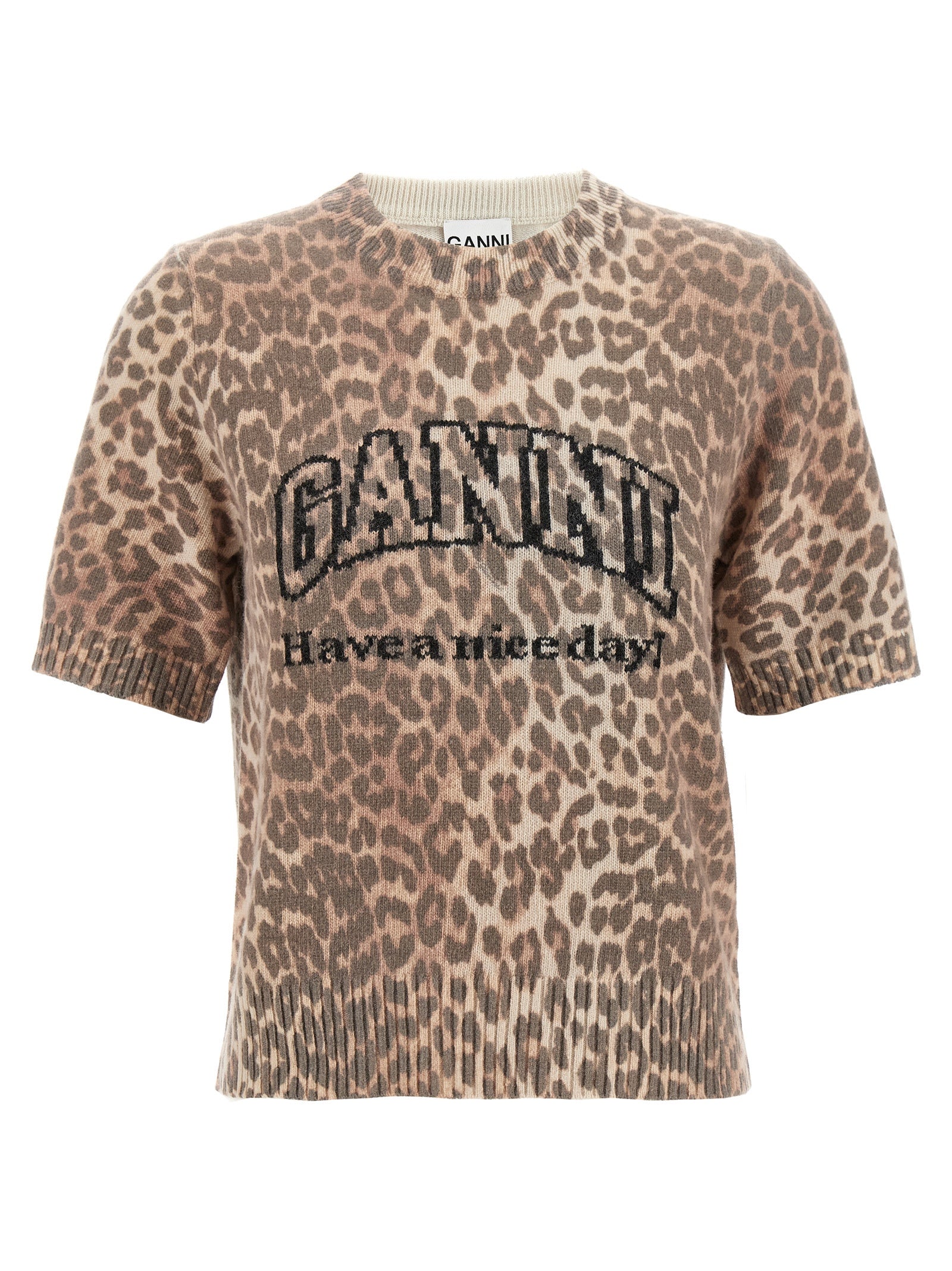 Ganni Brown Wool Women's T-Shirt
