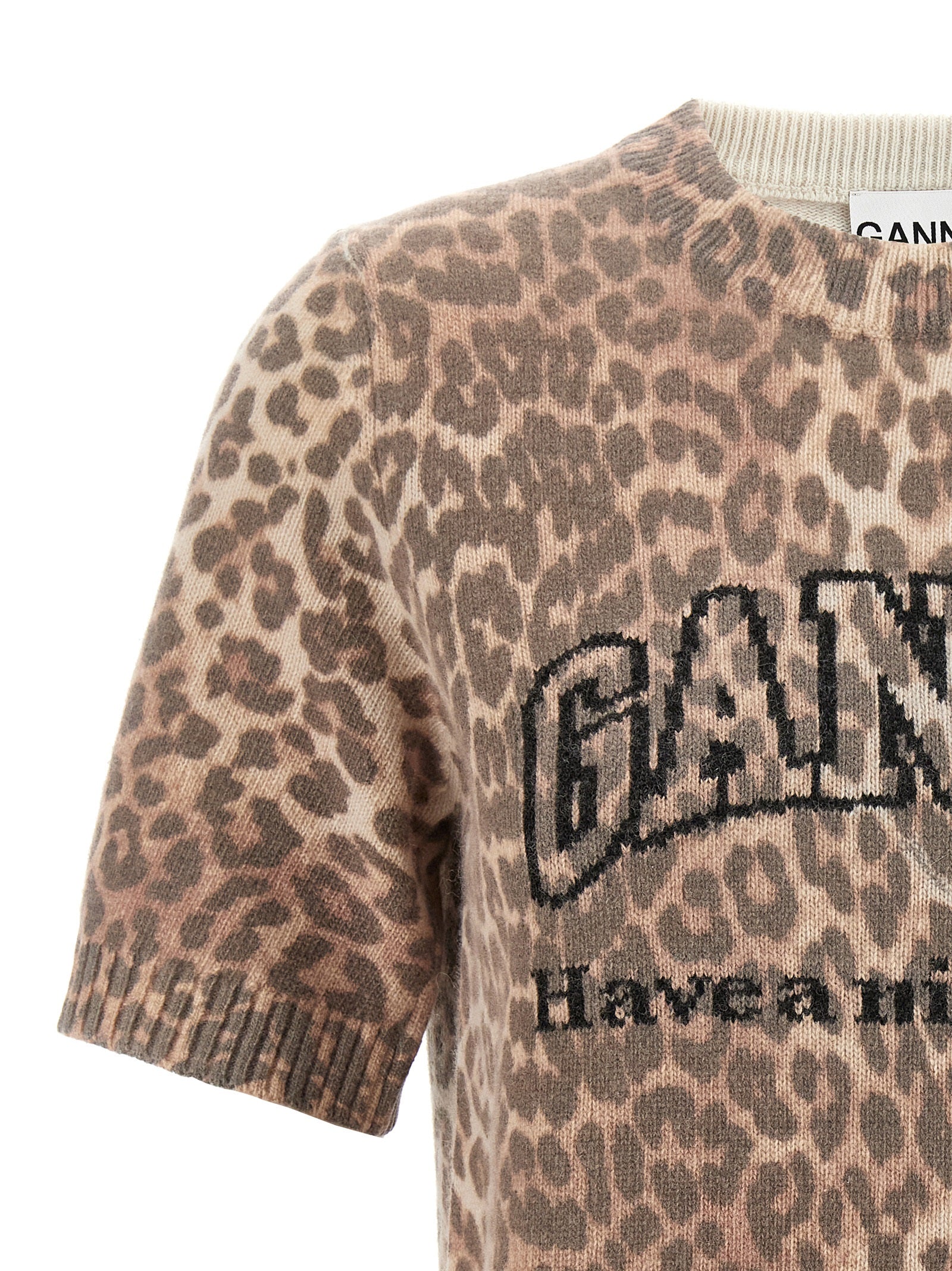 Ganni Brown Wool Women's T-Shirt