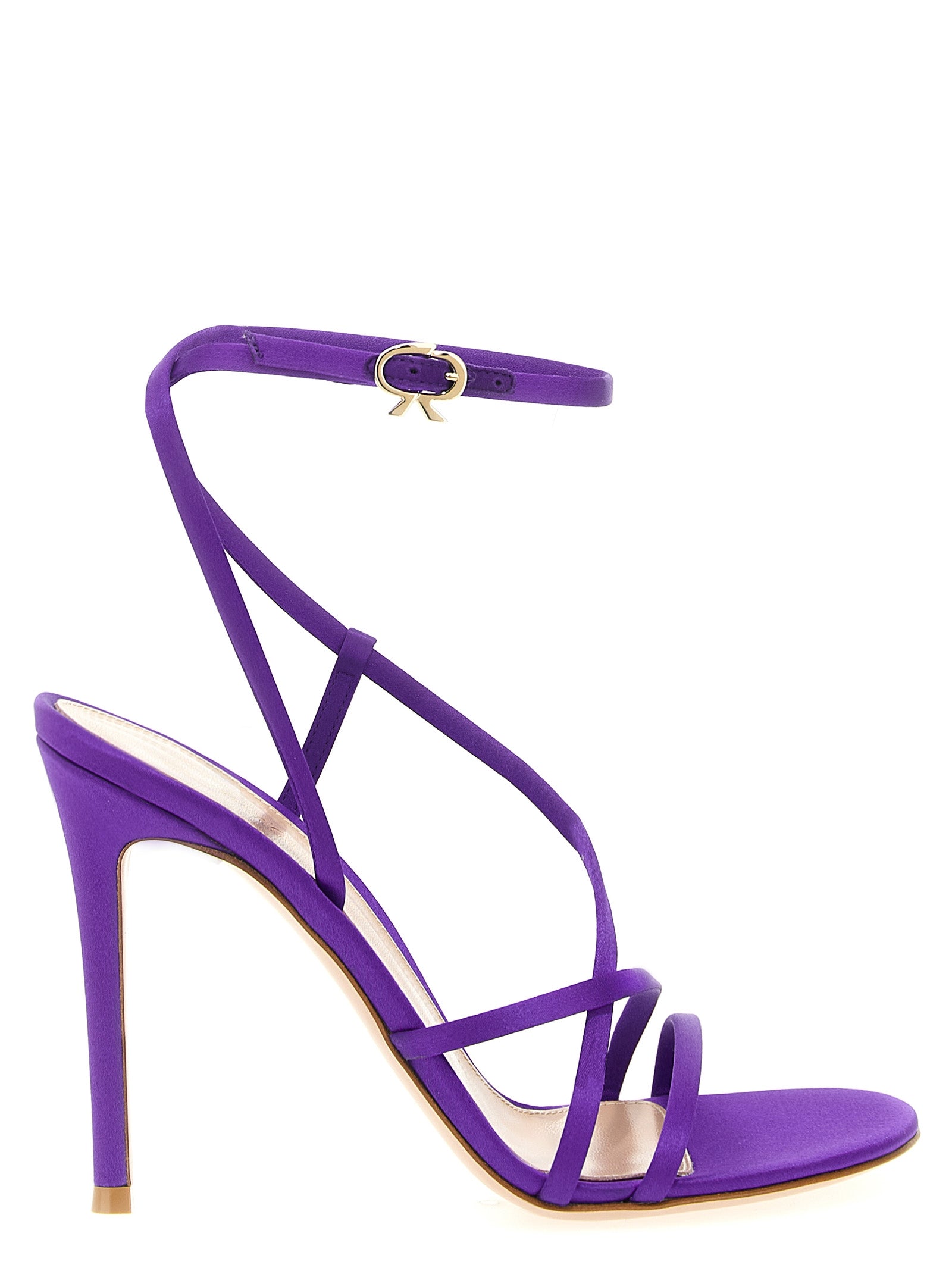 Gianvito Rossi Purple Fabric Stiletto Heel Women's Sandals