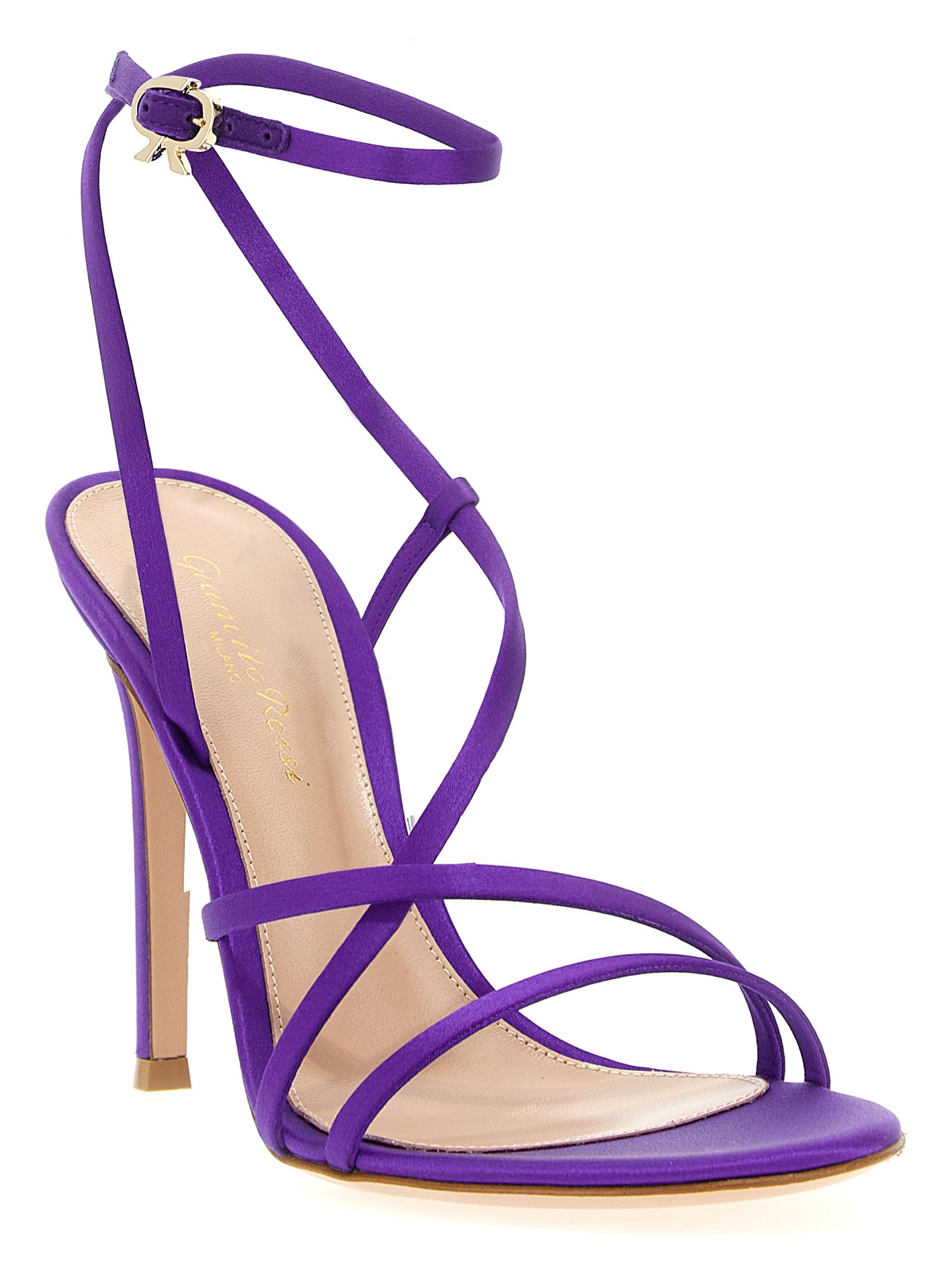 Gianvito Rossi Purple Fabric Stiletto Heel Women's Sandals