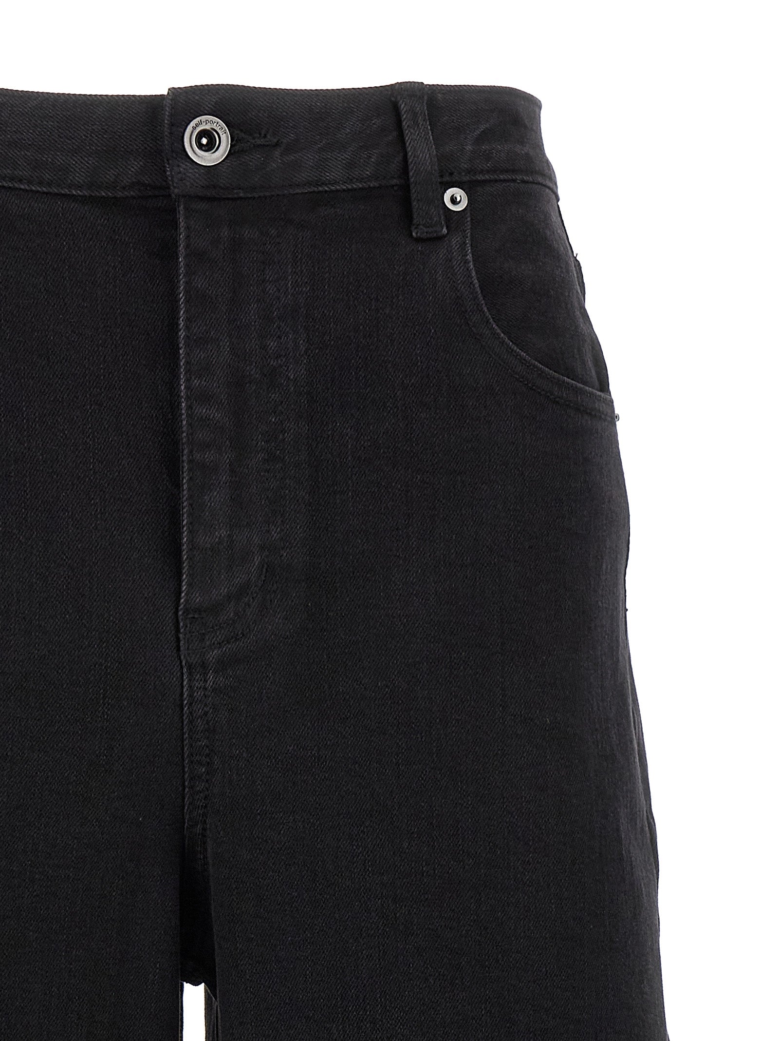 Self-Portrait Black Cotton High-Waisted Women's Jean