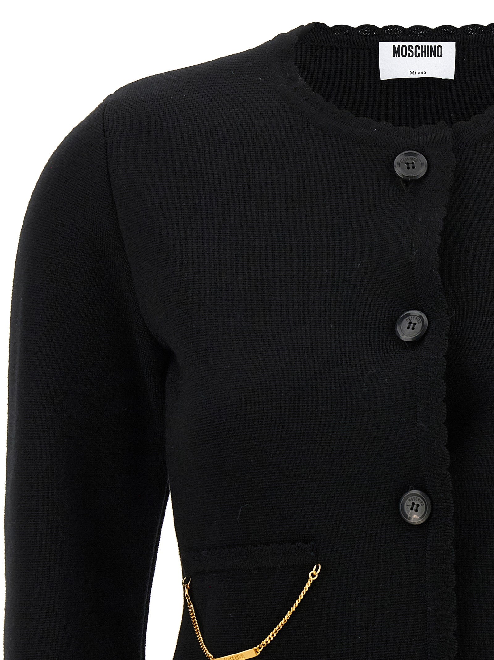 Moschino Black Virgin Wool Women's Cardigan