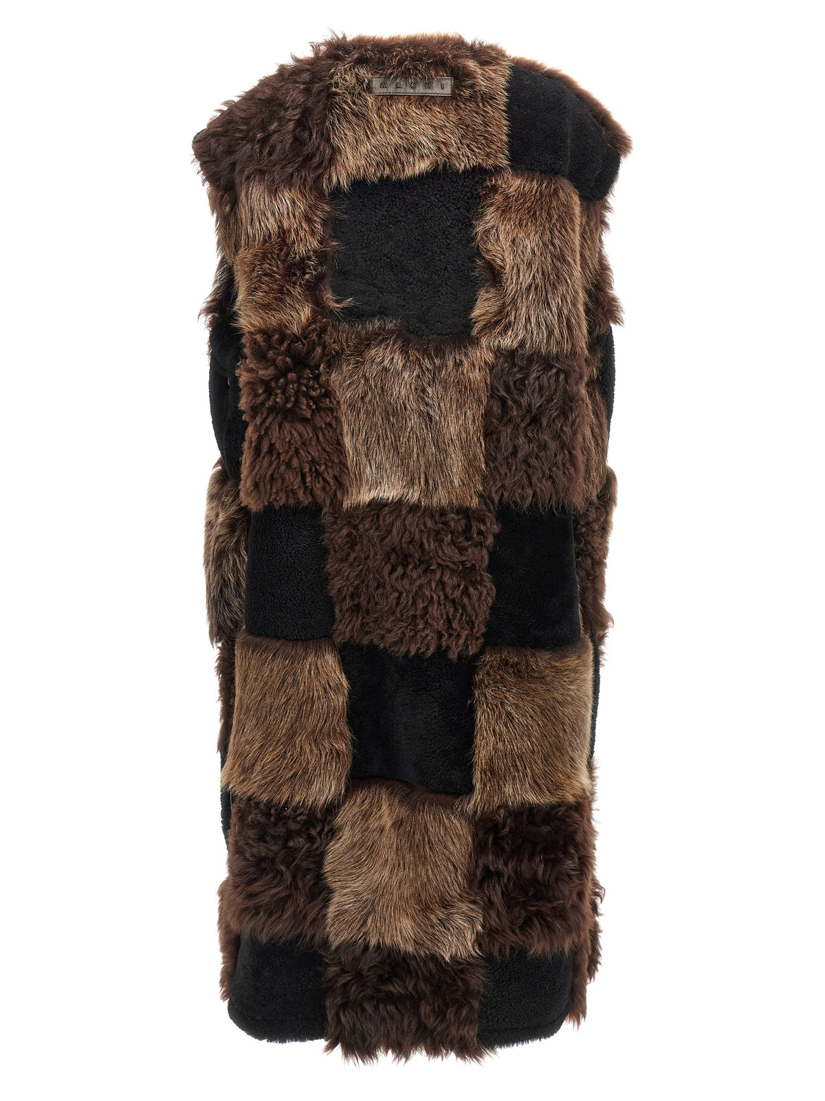 Marni Brown Lamb Fur Sleeveless Women's Jacket