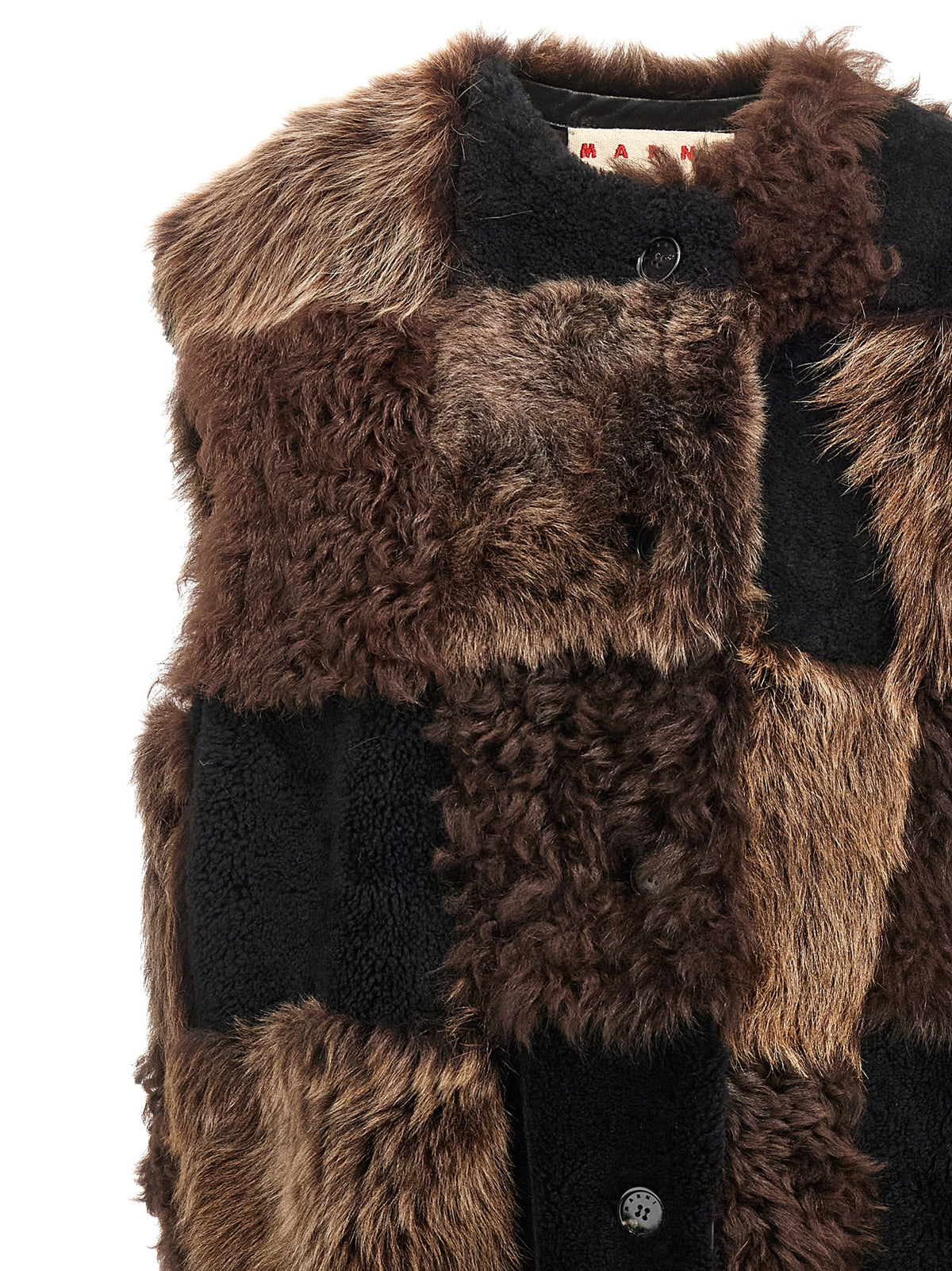 Marni Brown Lamb Fur Sleeveless Women's Jacket
