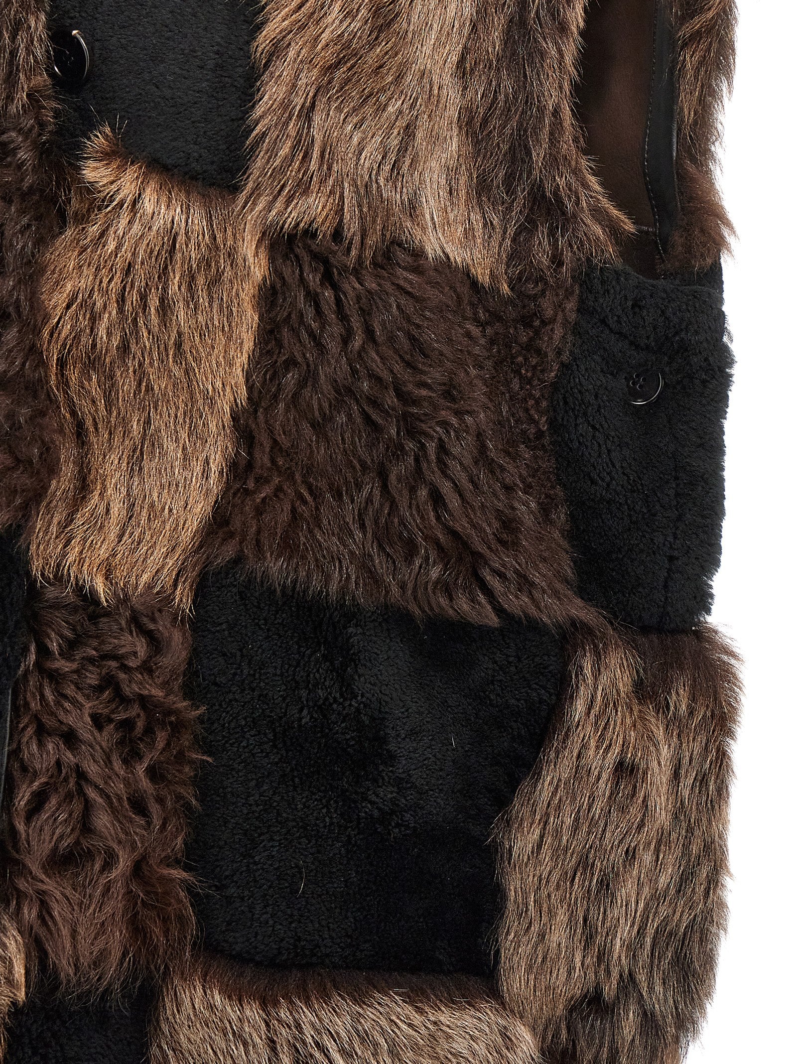 Marni Brown Lamb Fur Sleeveless Women's Jacket