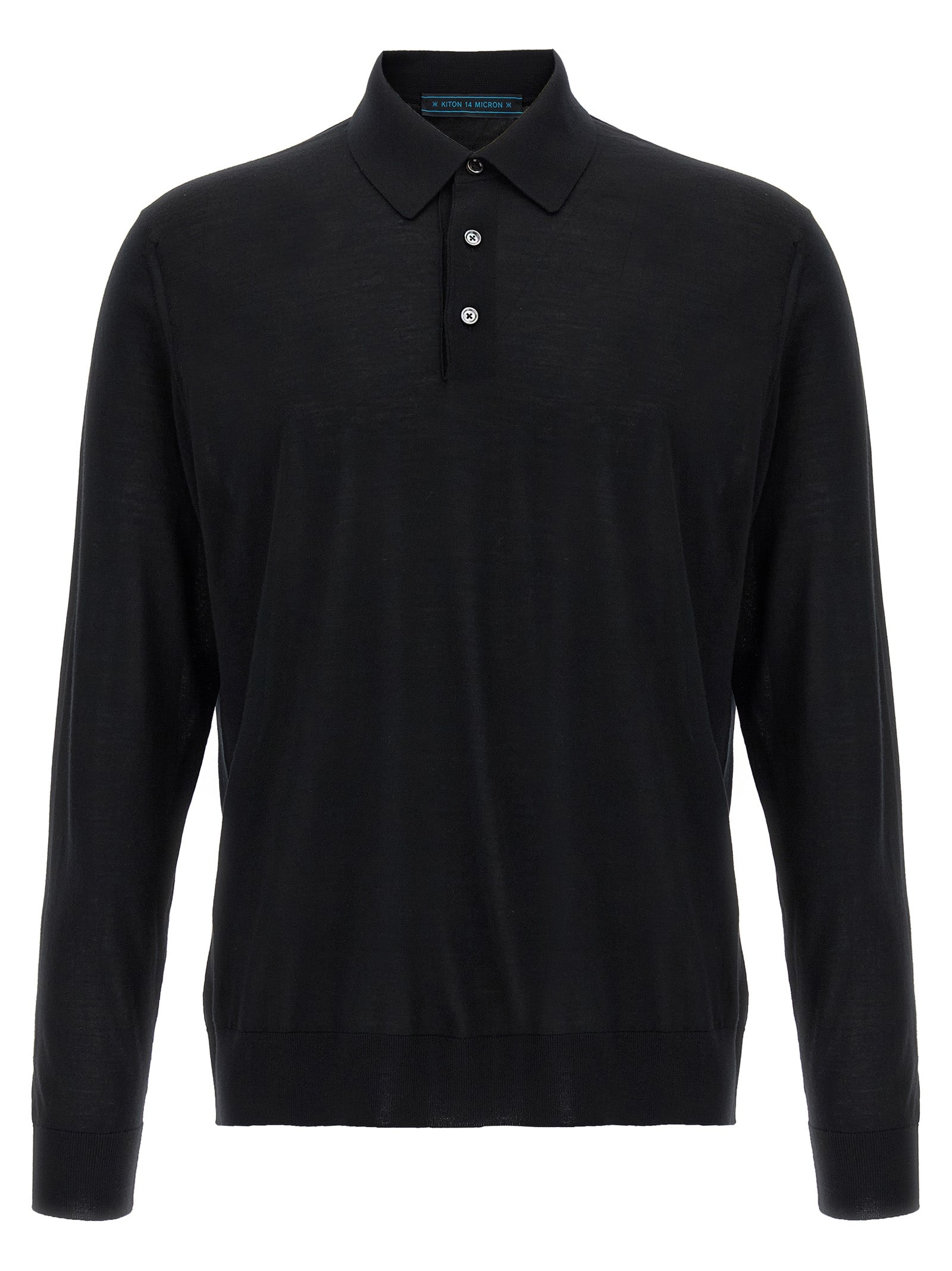Kiton Black Wool Polo Men's Shirt