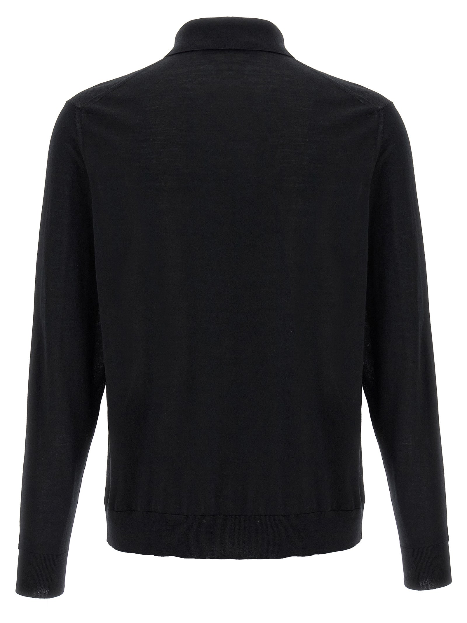 Kiton Black Wool Polo Men's Shirt