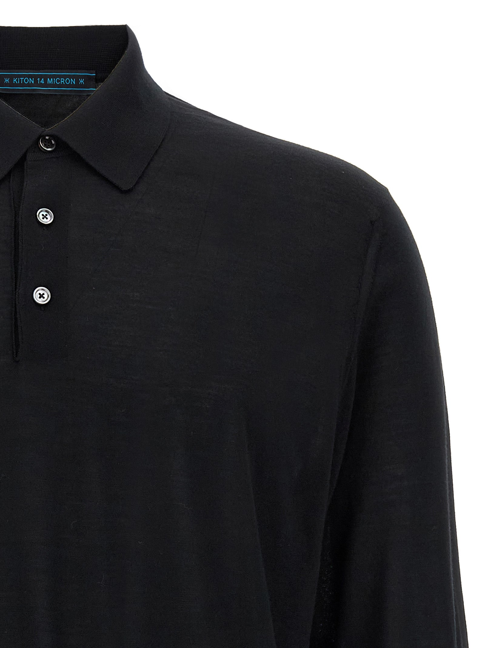 Kiton Black Wool Polo Men's Shirt