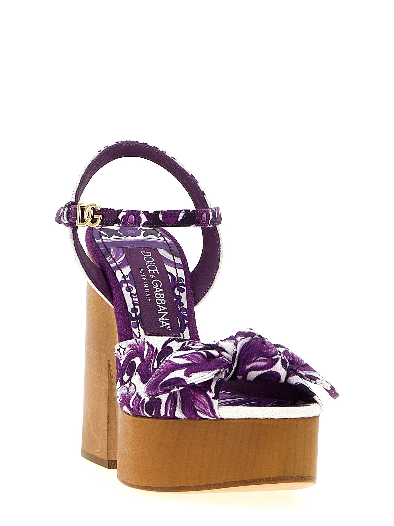 Dolce & Gabbana Purple Cotton Stiletto Heel Women's Sandals