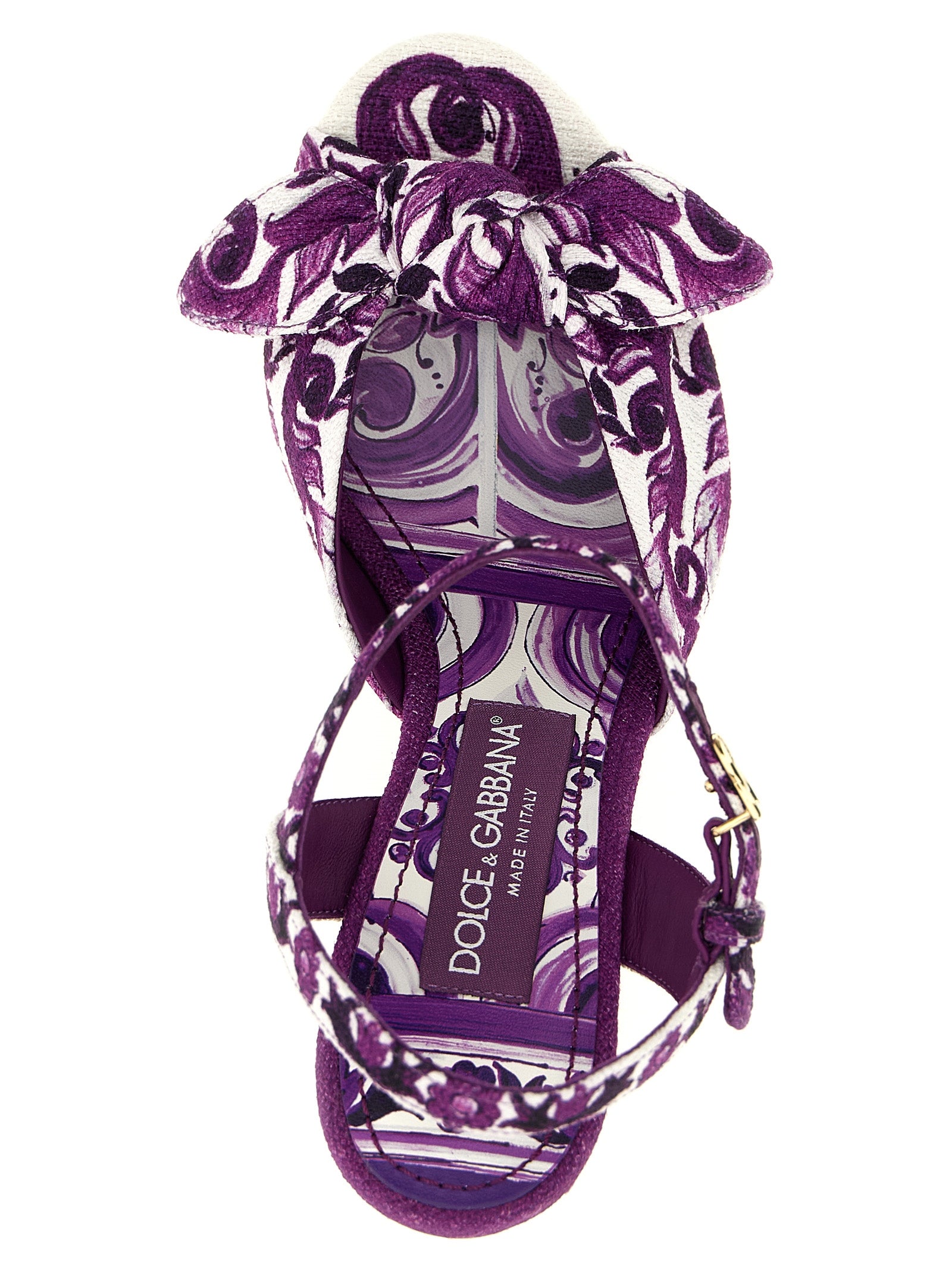 Dolce & Gabbana Purple Cotton Stiletto Heel Women's Sandals