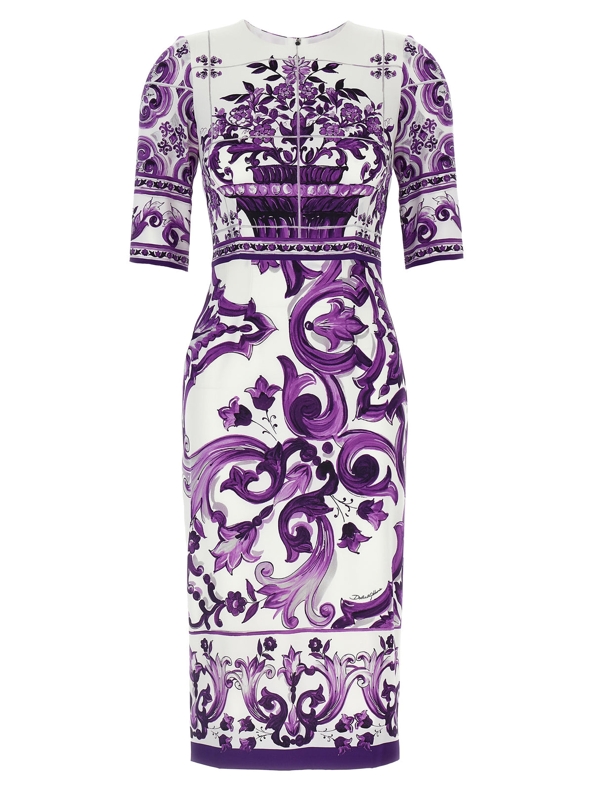 Dolce & Gabbana Purple Silk Midi Women's Dress