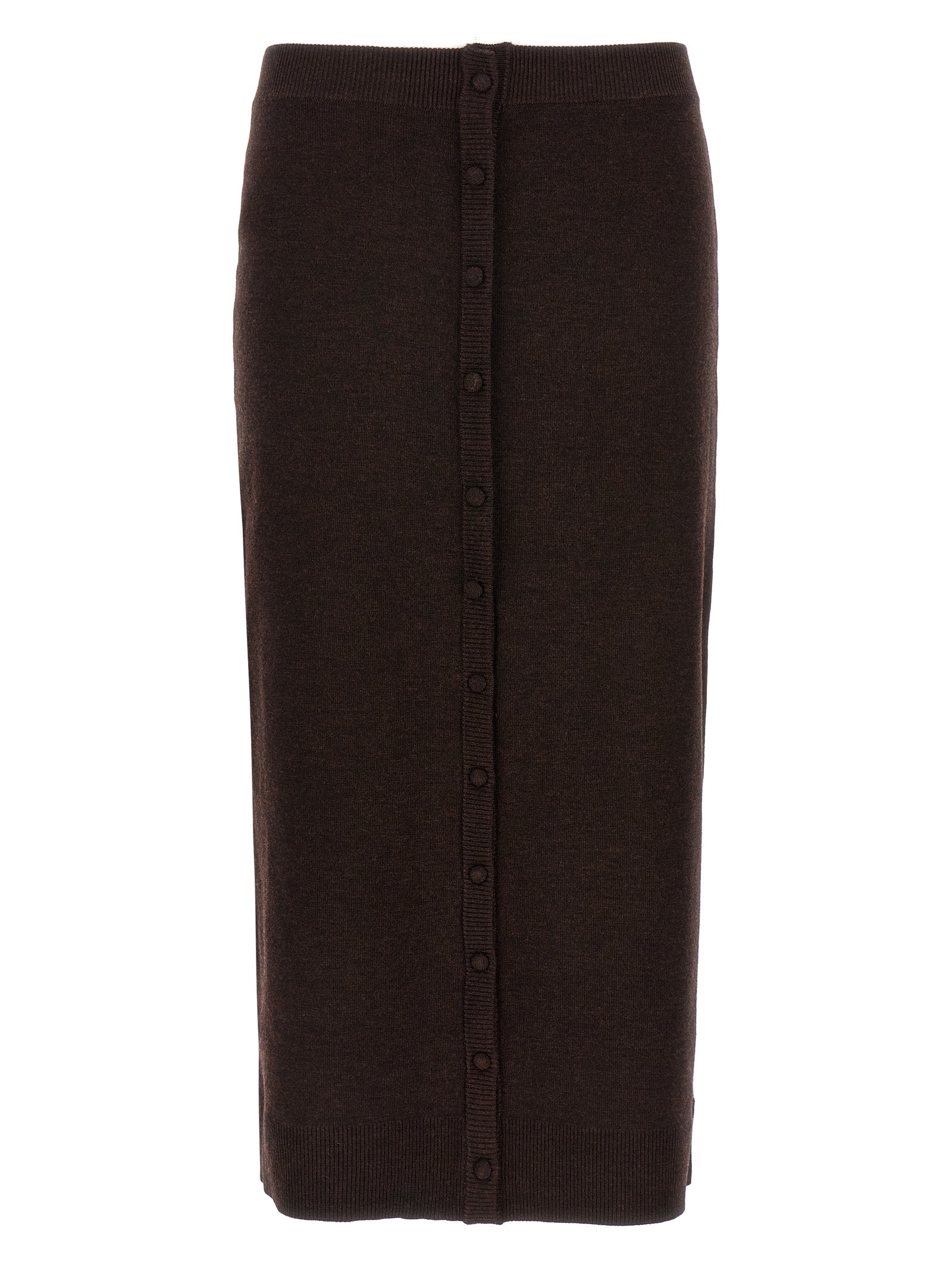 Victoria Beckham Brown Wool Midi Women's Skirt