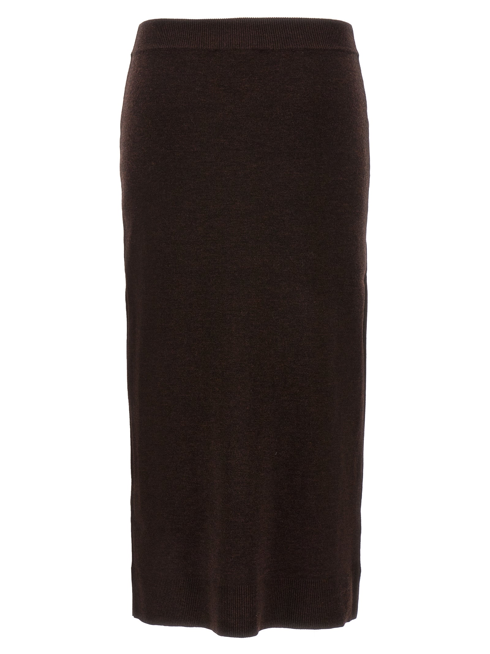Victoria Beckham Brown Wool Midi Women's Skirt