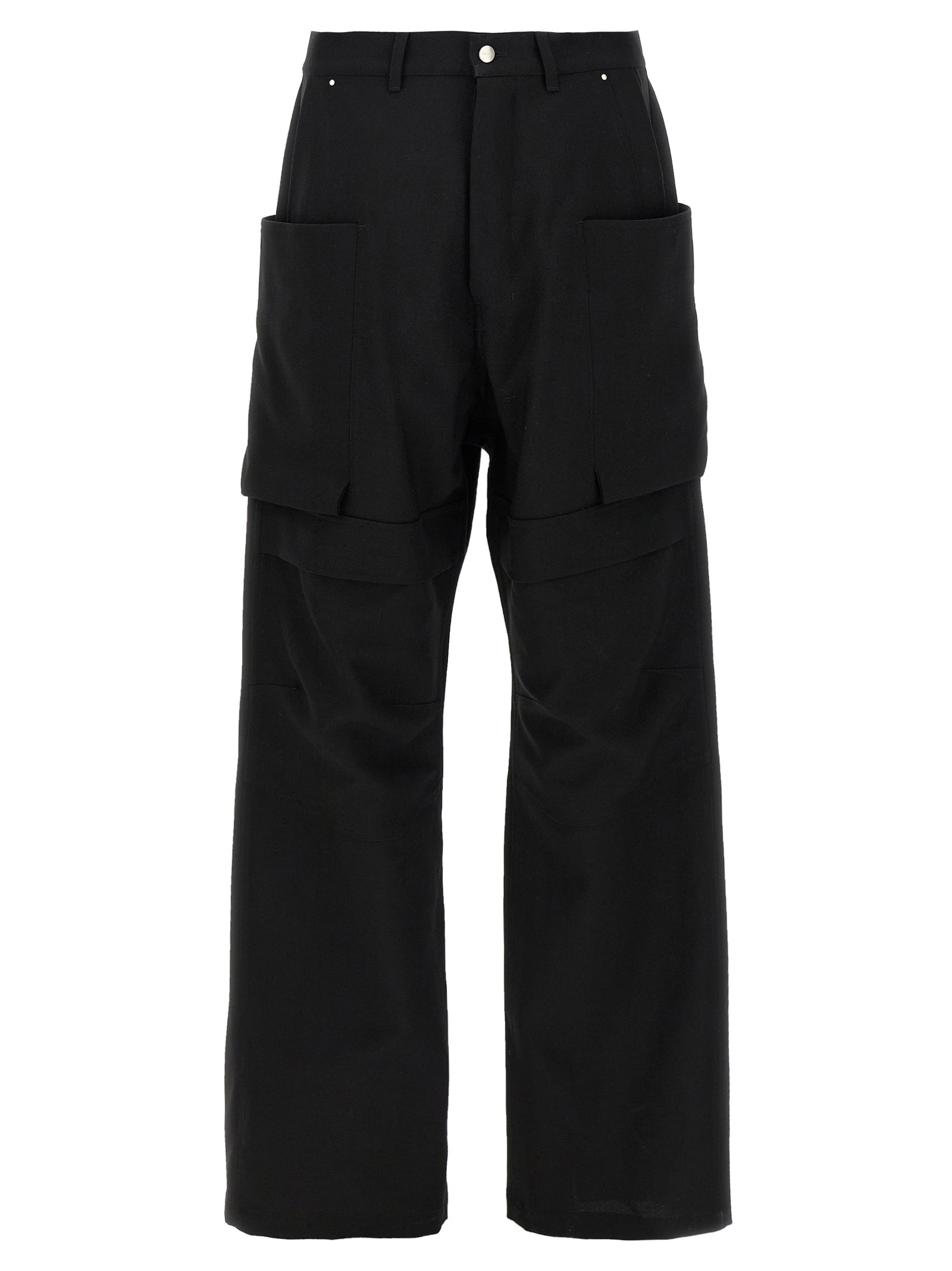 Rick Owens Black Virgin Wool Cargo Men's Pants