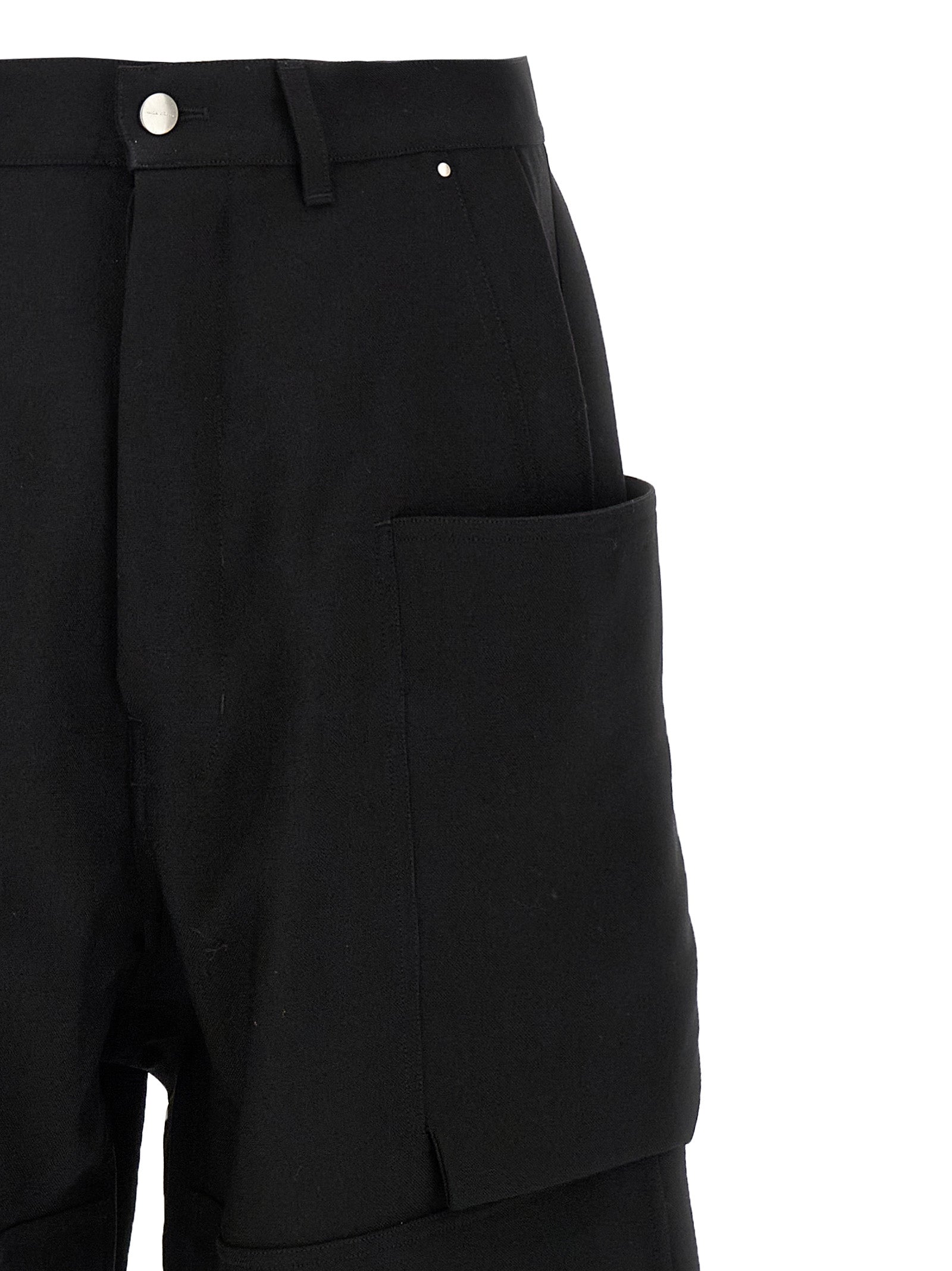 Rick Owens Black Virgin Wool Cargo Men's Pants