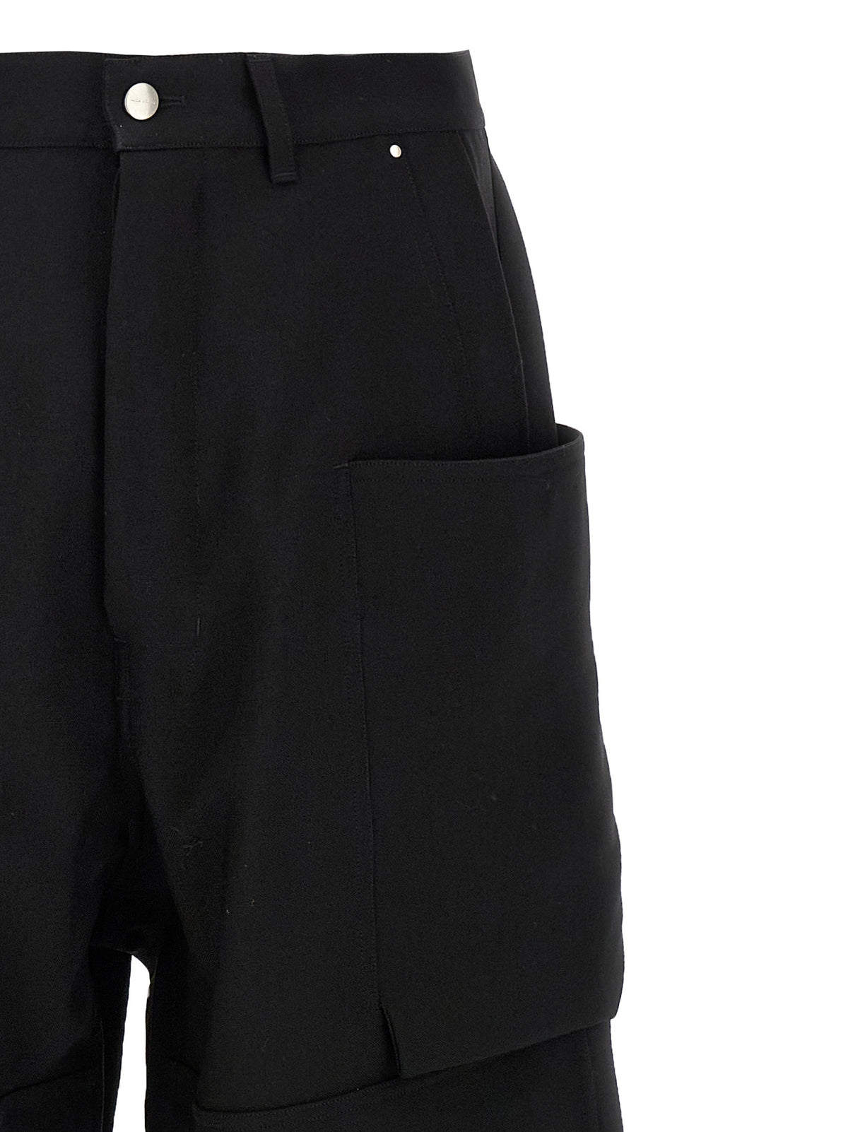 Rick Owens Black Virgin Wool Cargo Men's Pants