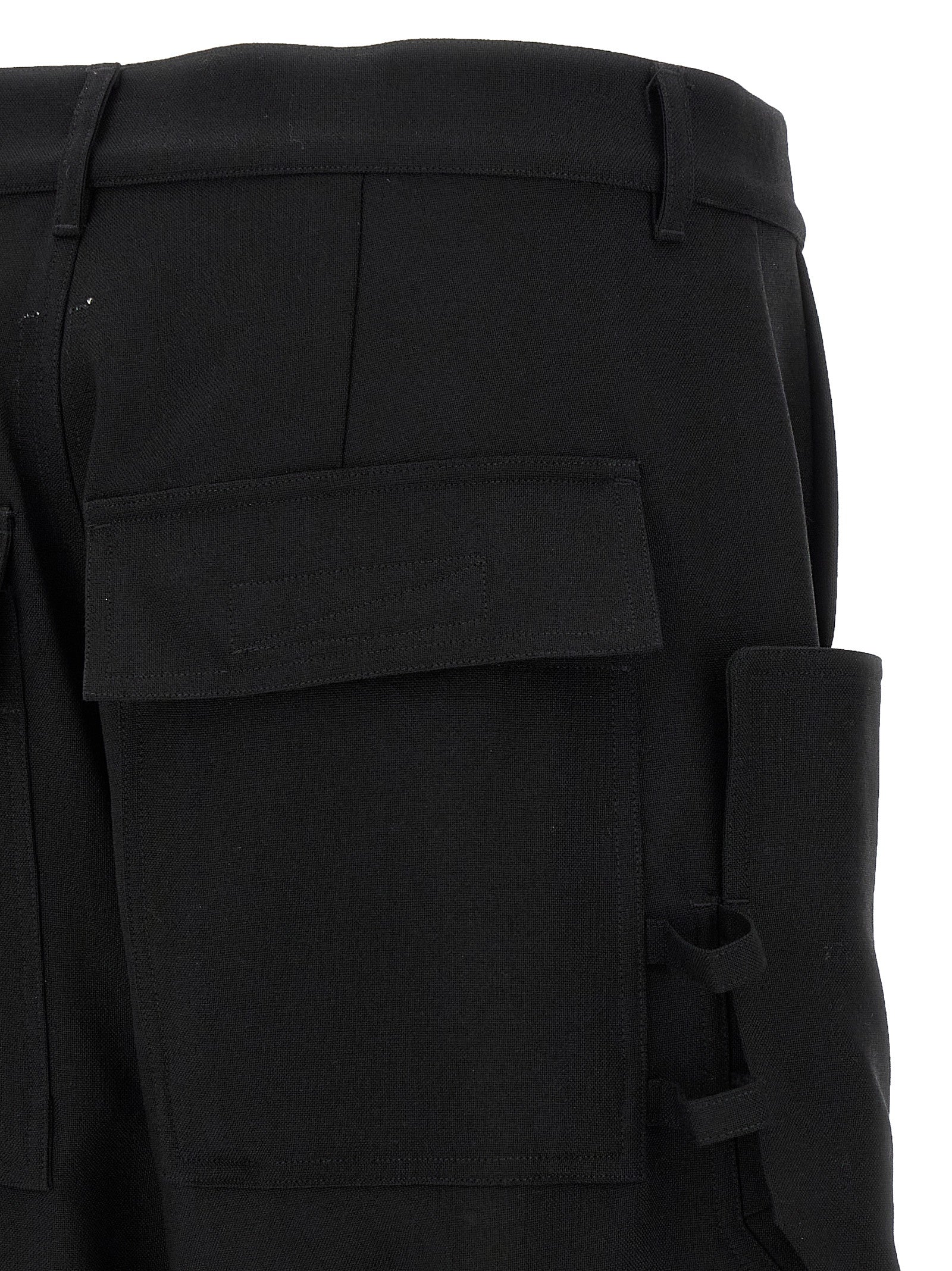 Rick Owens Black Virgin Wool Cargo Men's Pants