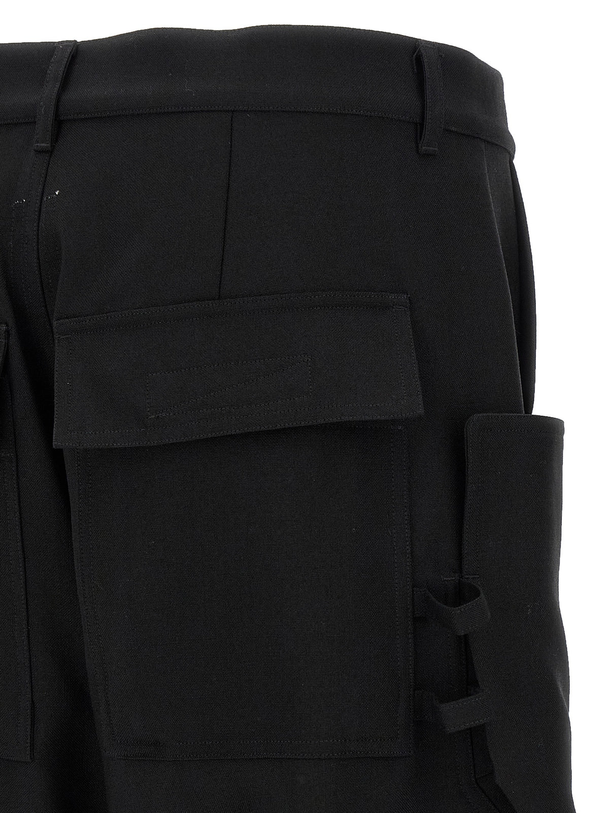 Rick Owens Black Virgin Wool Cargo Men's Pants