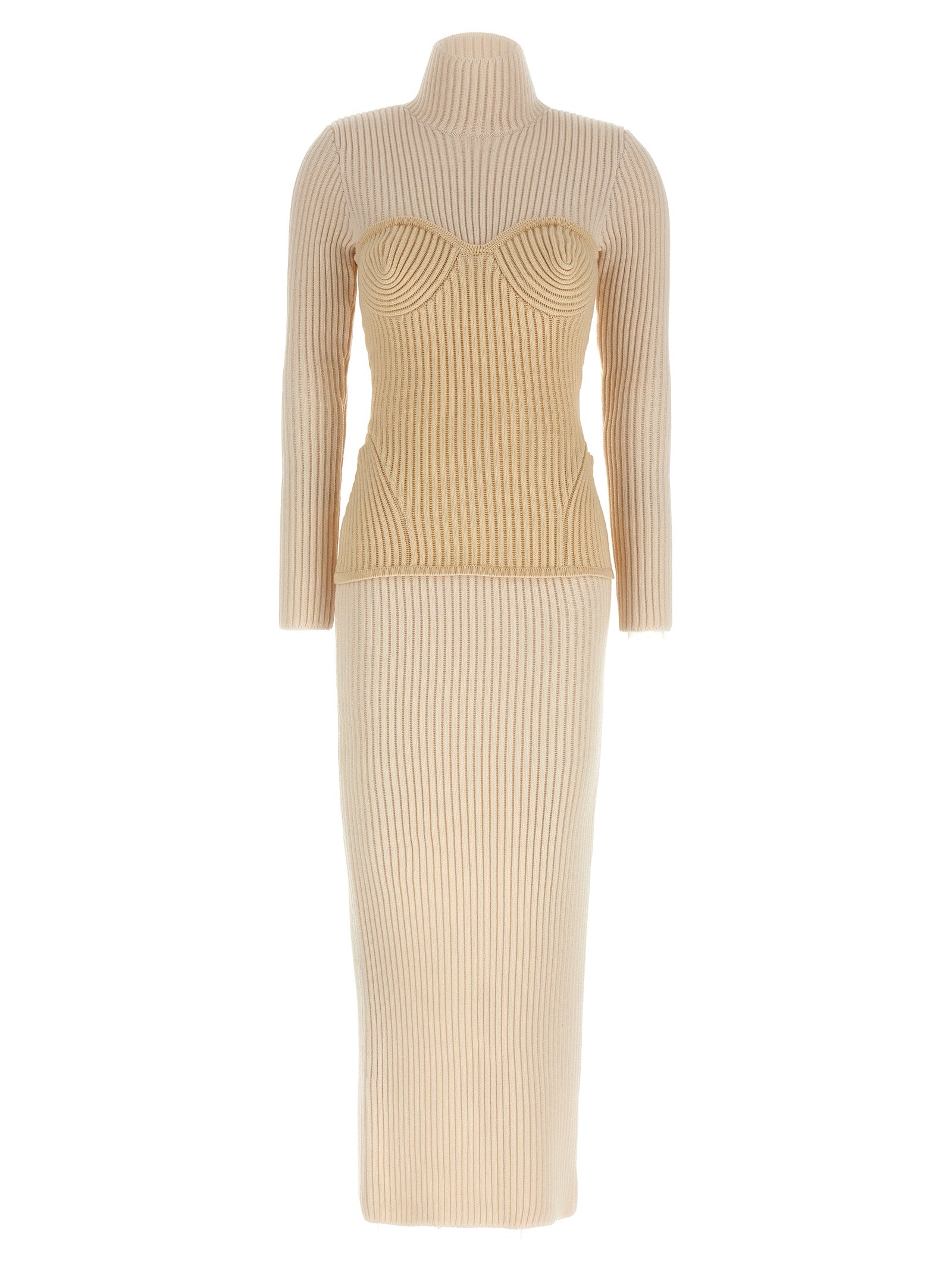 Jean Paul Gaultier Beige Merino Wool Long Women's Dress