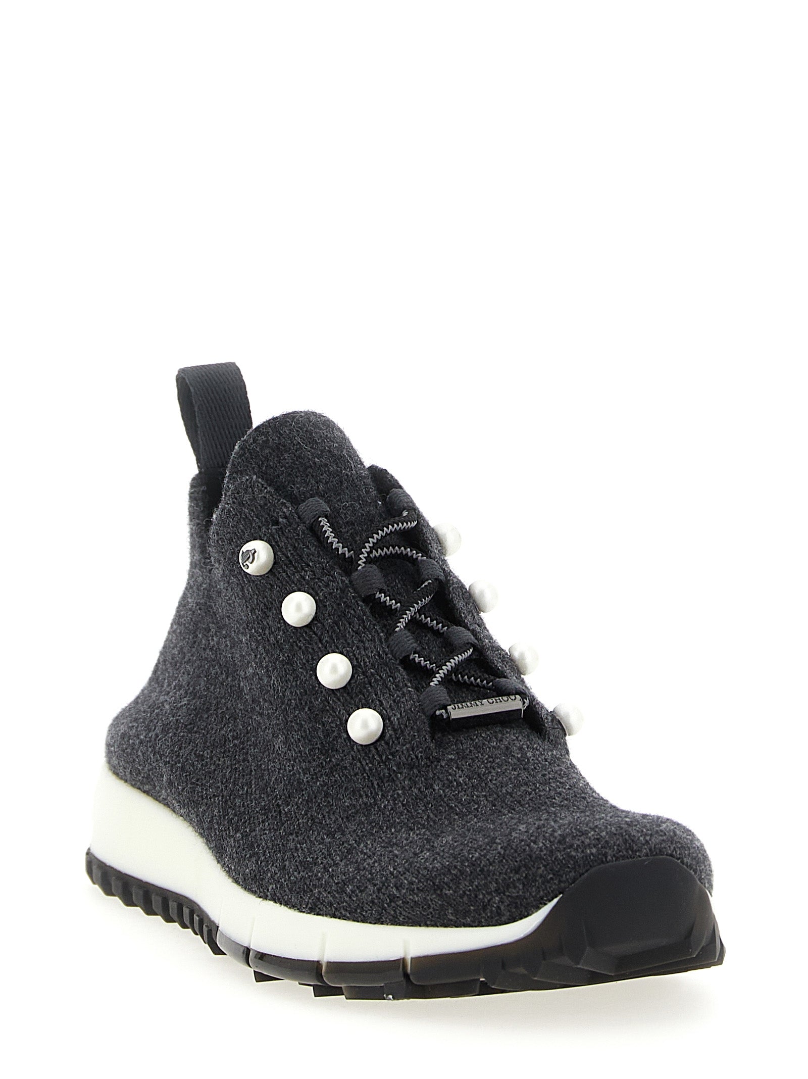 Jimmy Choo Black Tencel Low Top Women's Sneakers