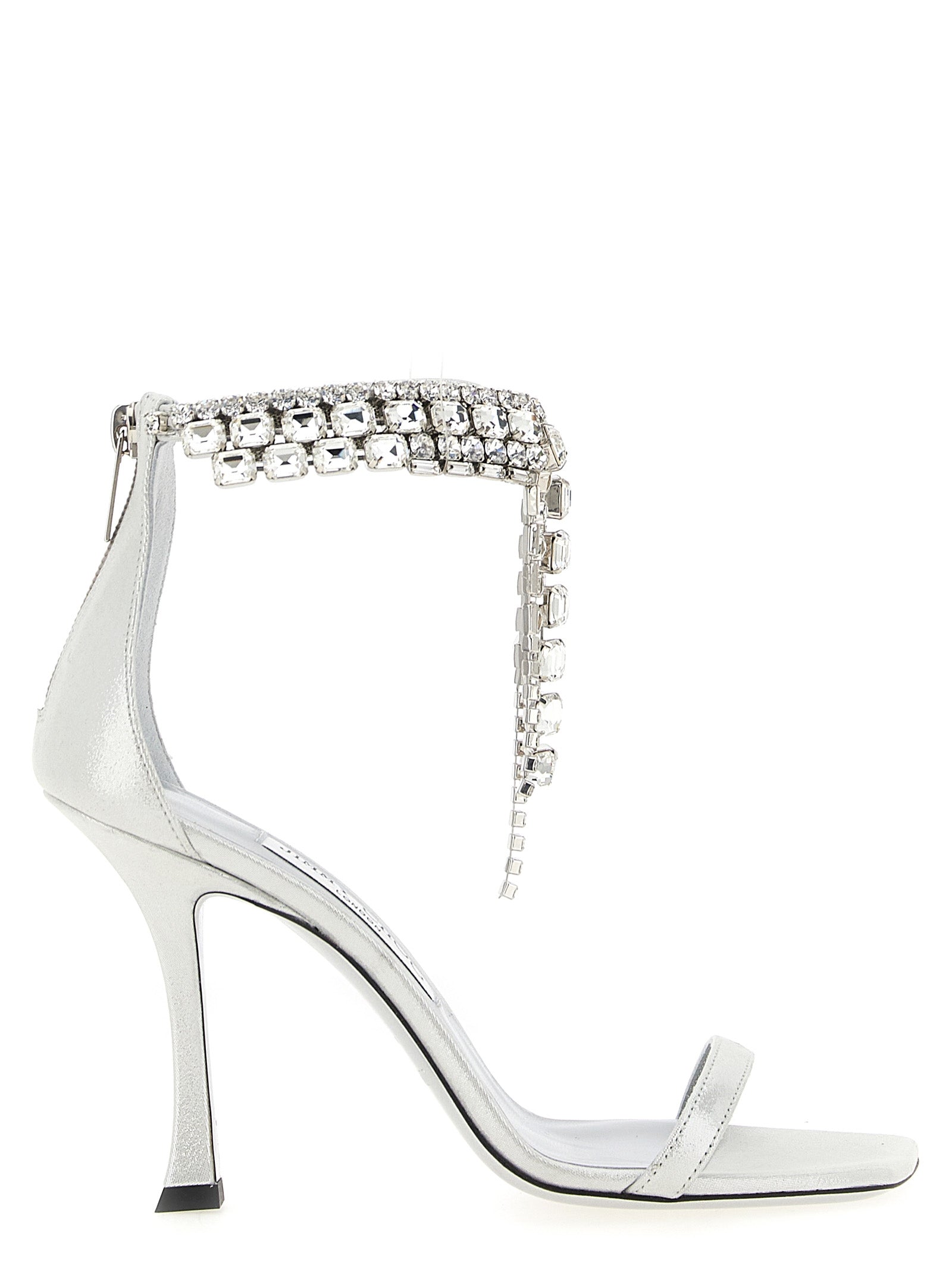 Jimmy Choo Silver Leather Stiletto Heel Women's Sandals