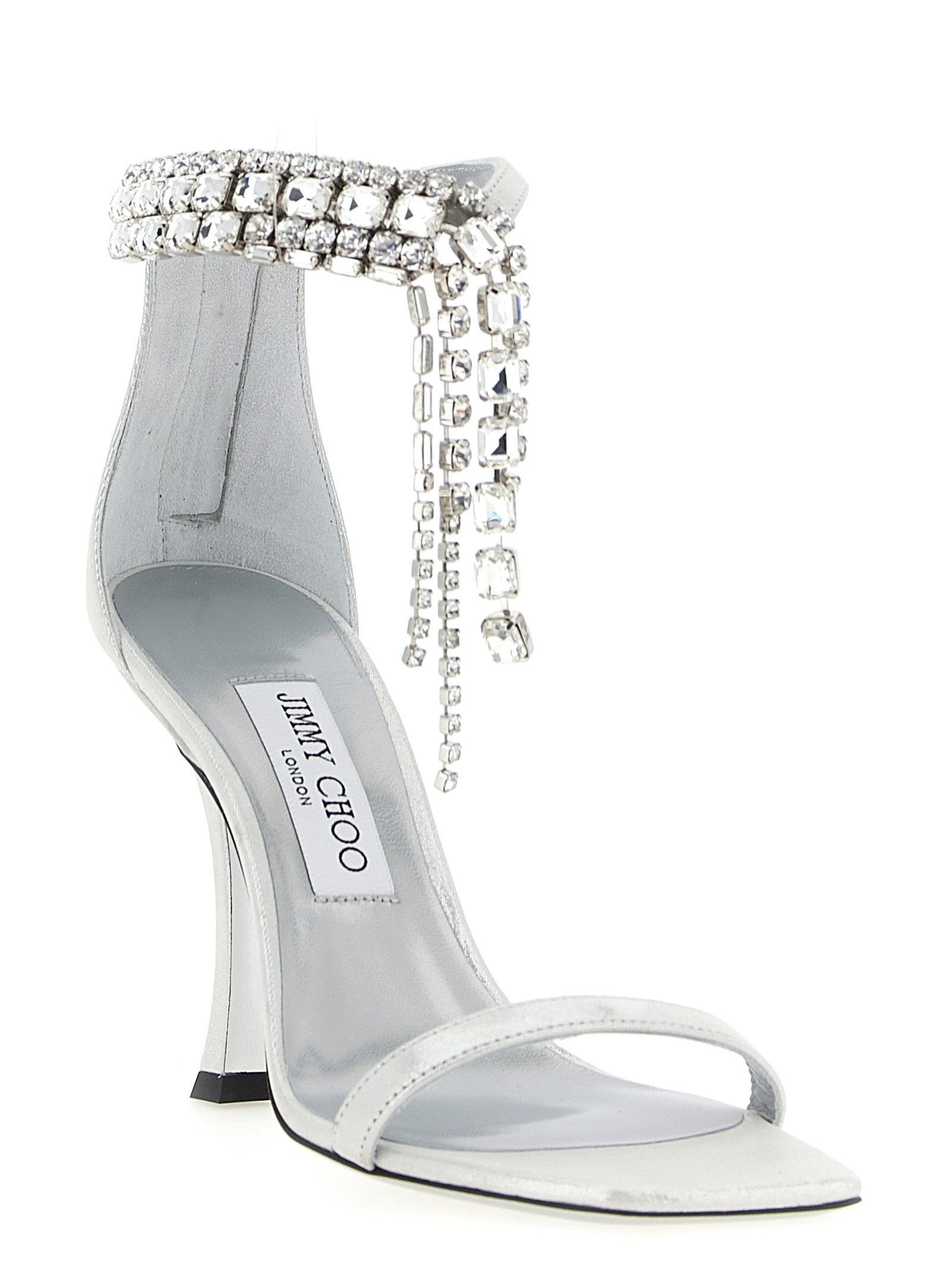 Jimmy Choo Silver Leather Stiletto Heel Women's Sandals