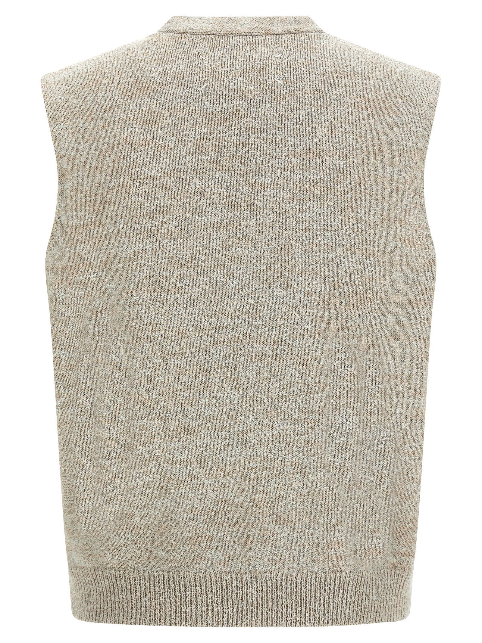 Maison Margiela Beige Cotton Sleeveles Men's Sweater